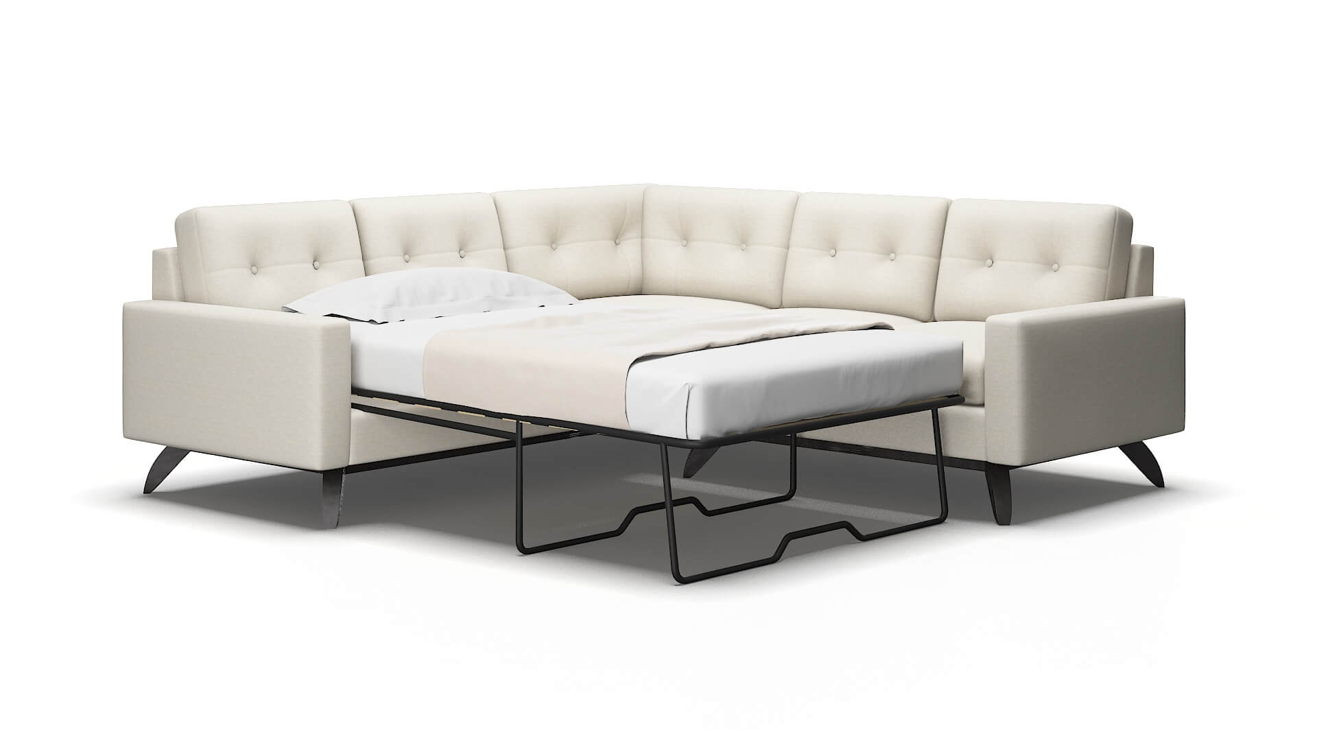 Milan Venus cream Sectional sleeper Espresso Legs  2