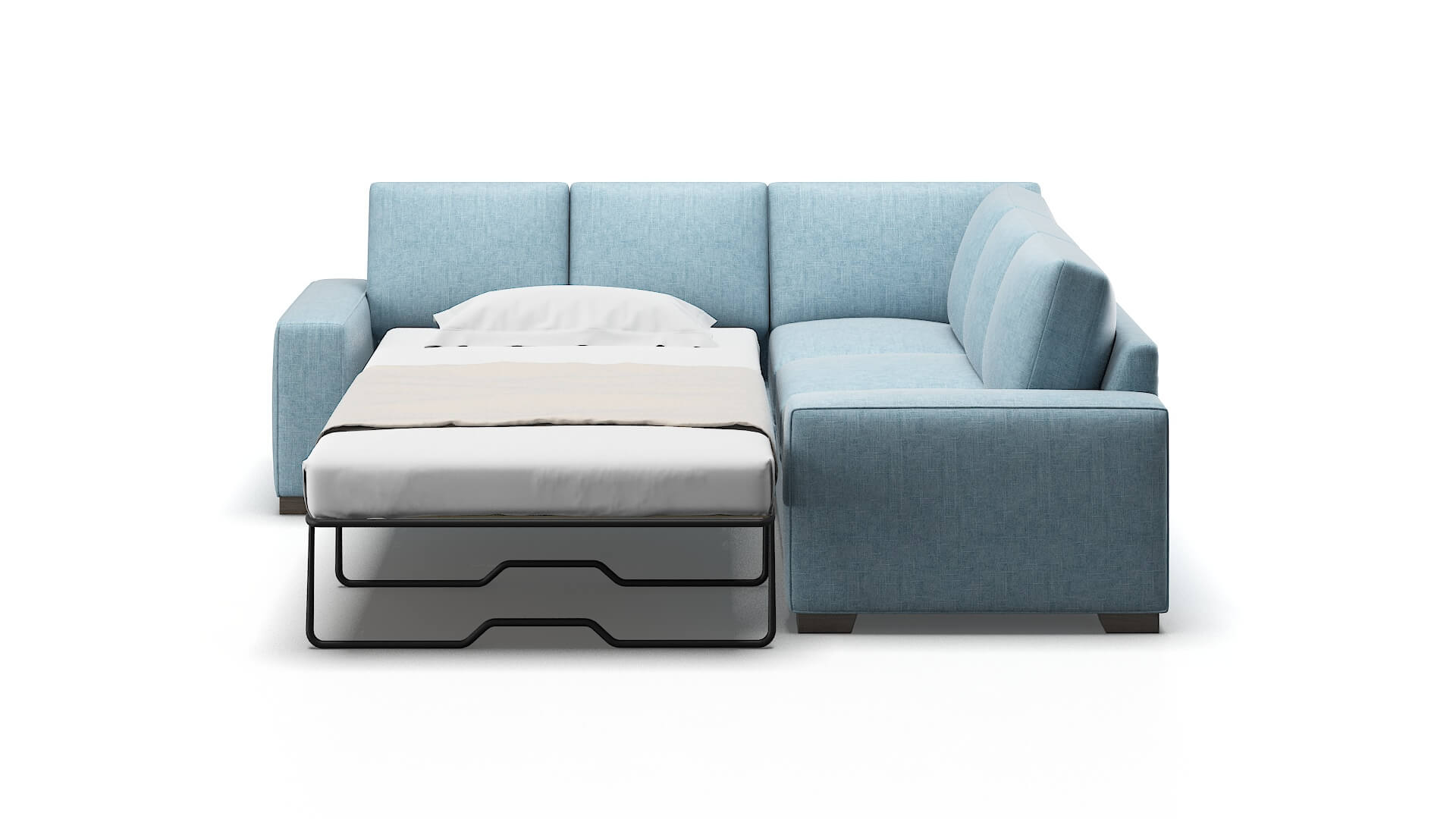 Monaco Atlas Turquoise Sectional Sleeper Espresso legs 1