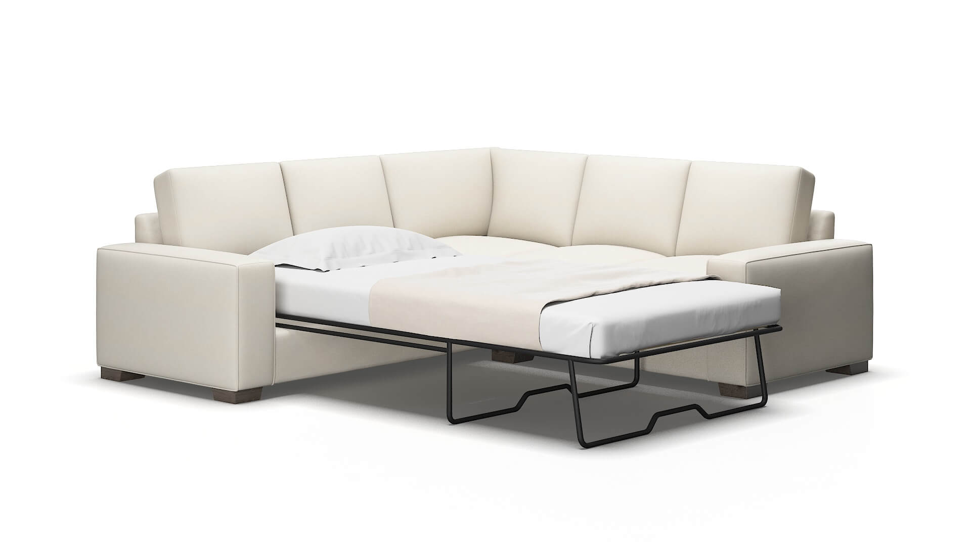 Monaco Bungalow ivory Sectional sleeper Espresso Legs  2