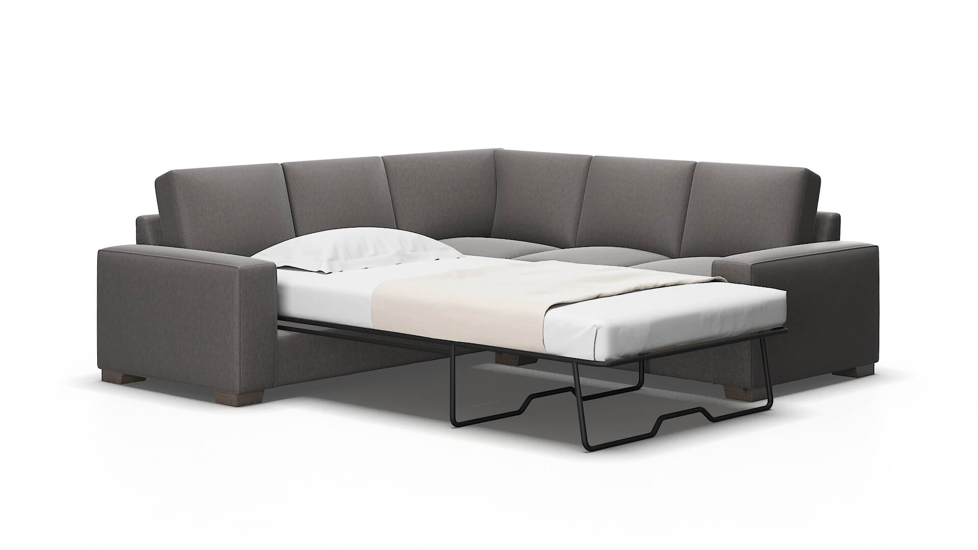 Monaco Cosmo charcoal Sectional sleeper Espresso Legs  2