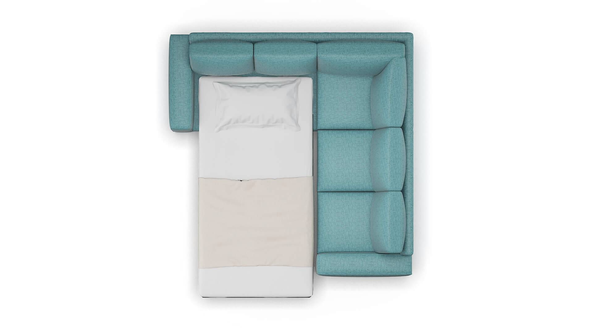 Monaco Elliot Teal Sectional Sleeper Espresso legs 3