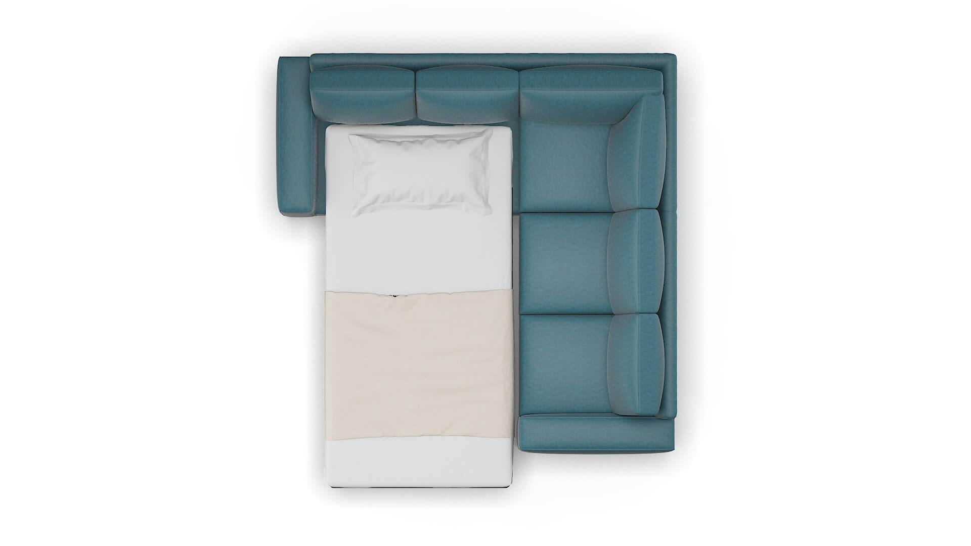 Monaco Hepburn Teal Sectional Sleeper Espresso legs 3