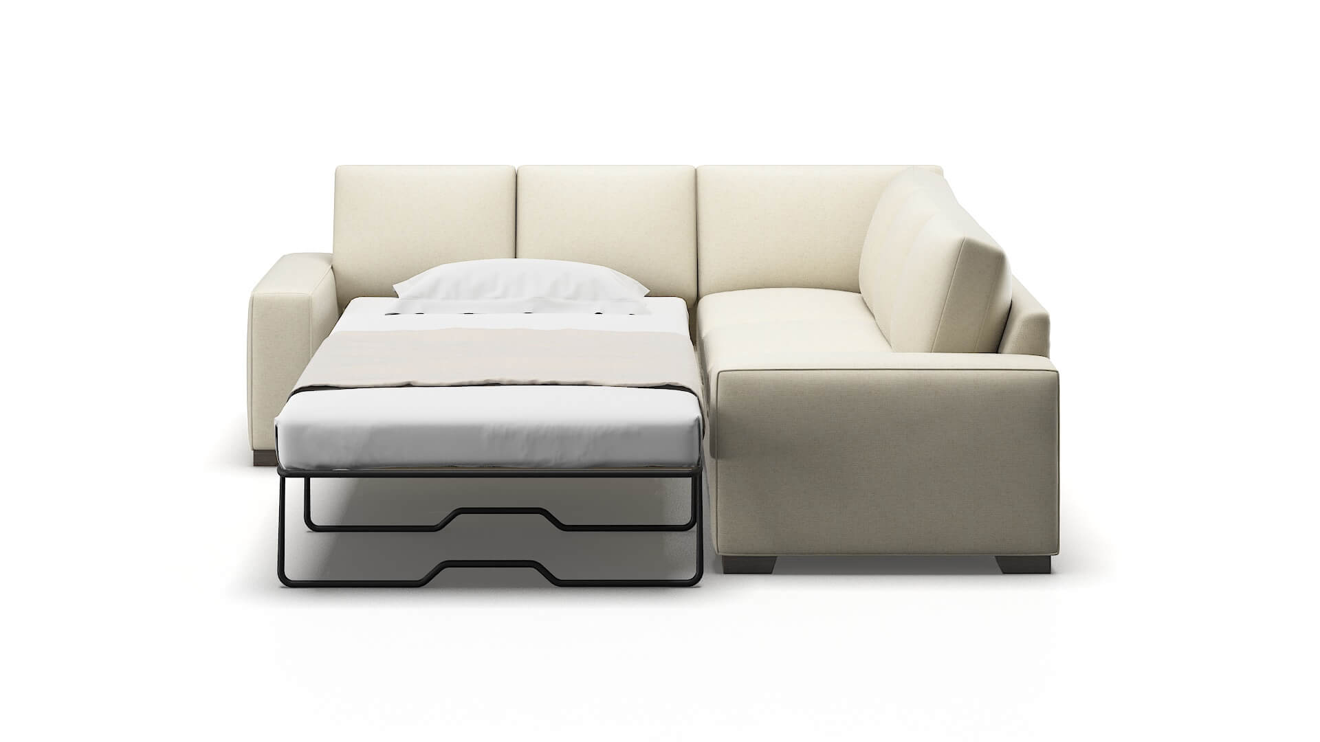 Monaco Phoenix Ivory Sectional Sleeper Espresso legs 1