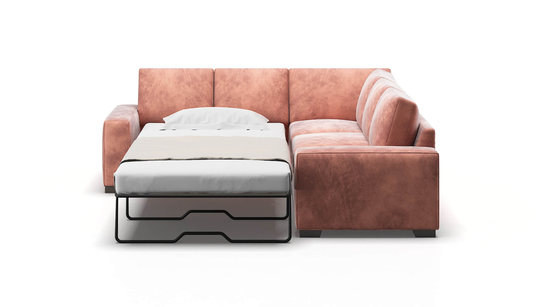 Monaco Royale Blush Sectional Sleeper Espresso legs 1