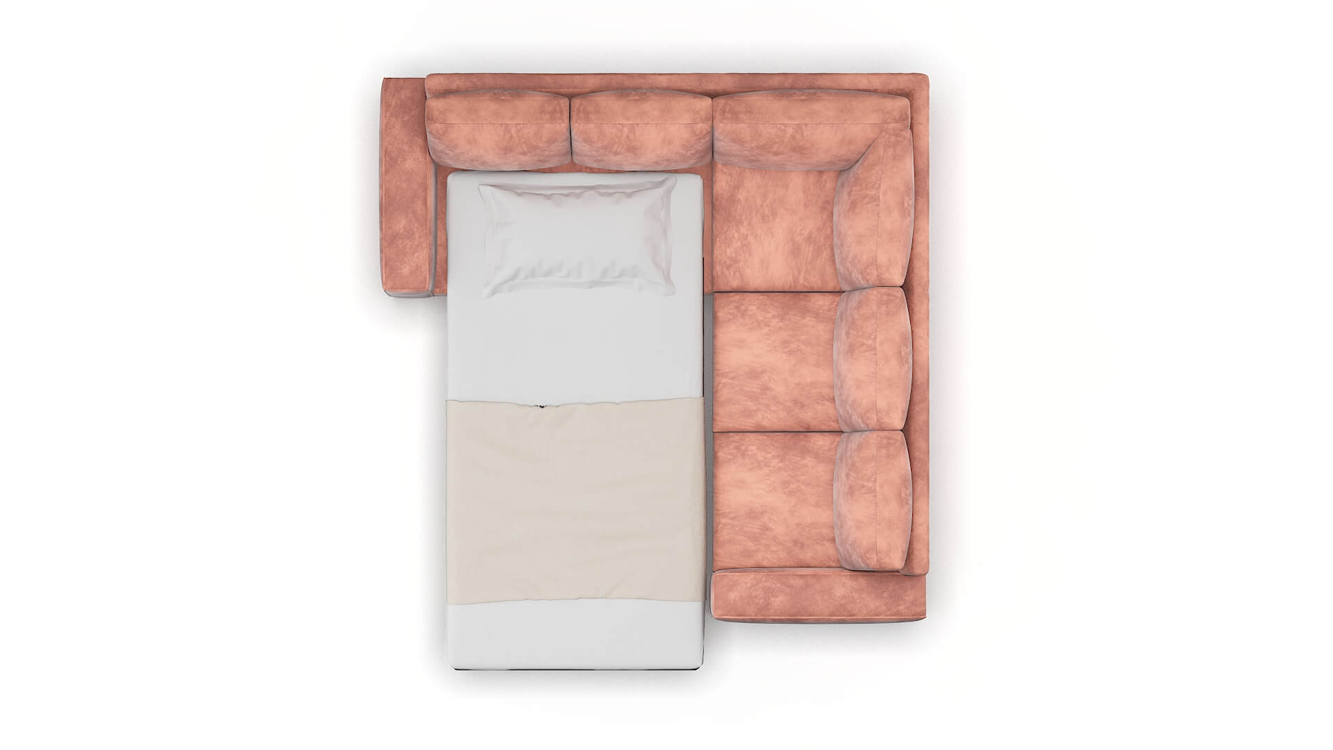 Monaco Royale Blush Sectional Sleeper Espresso legs 3