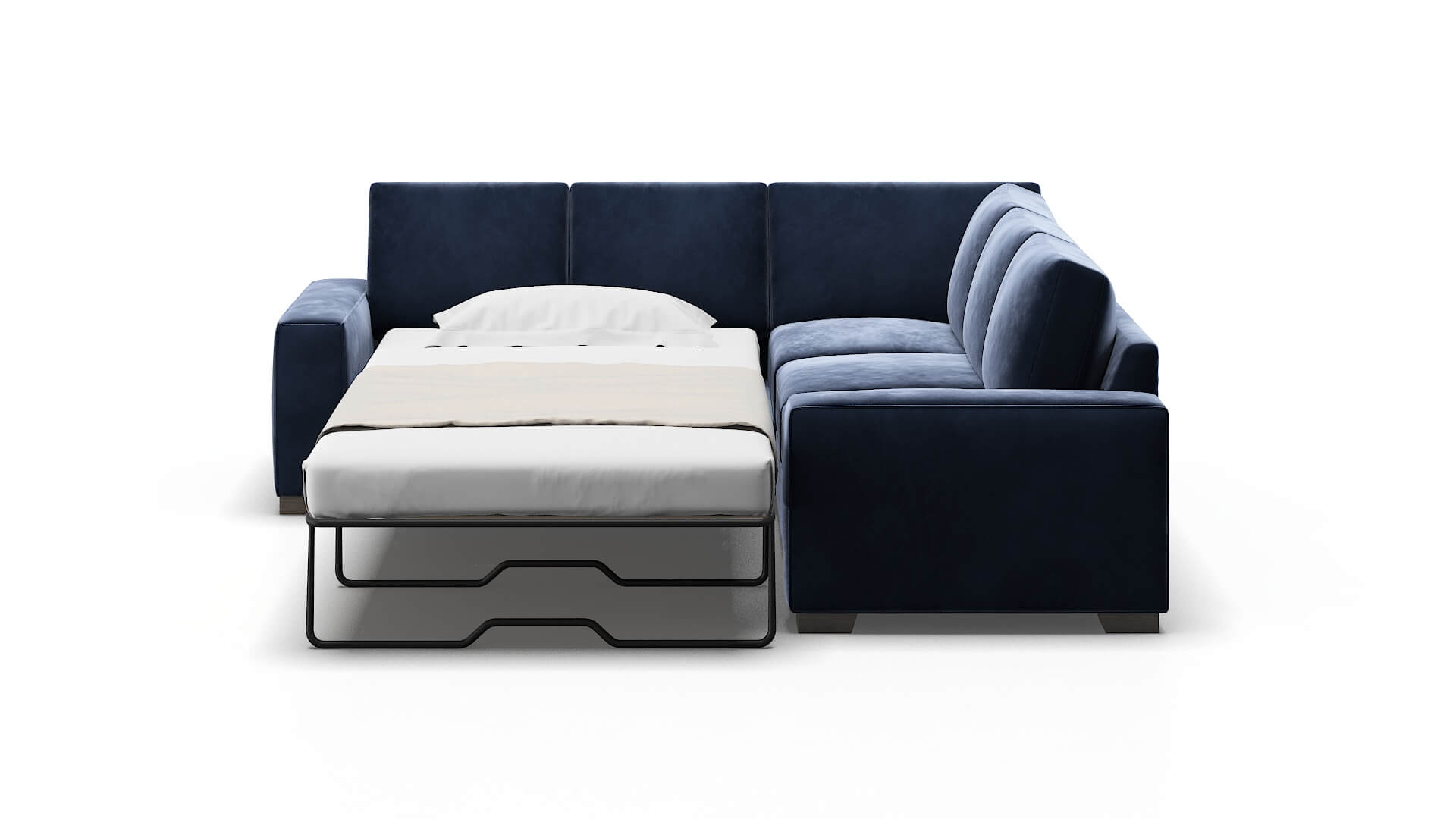Monaco Royale Cobalt Sectional Sleeper Espresso legs 1