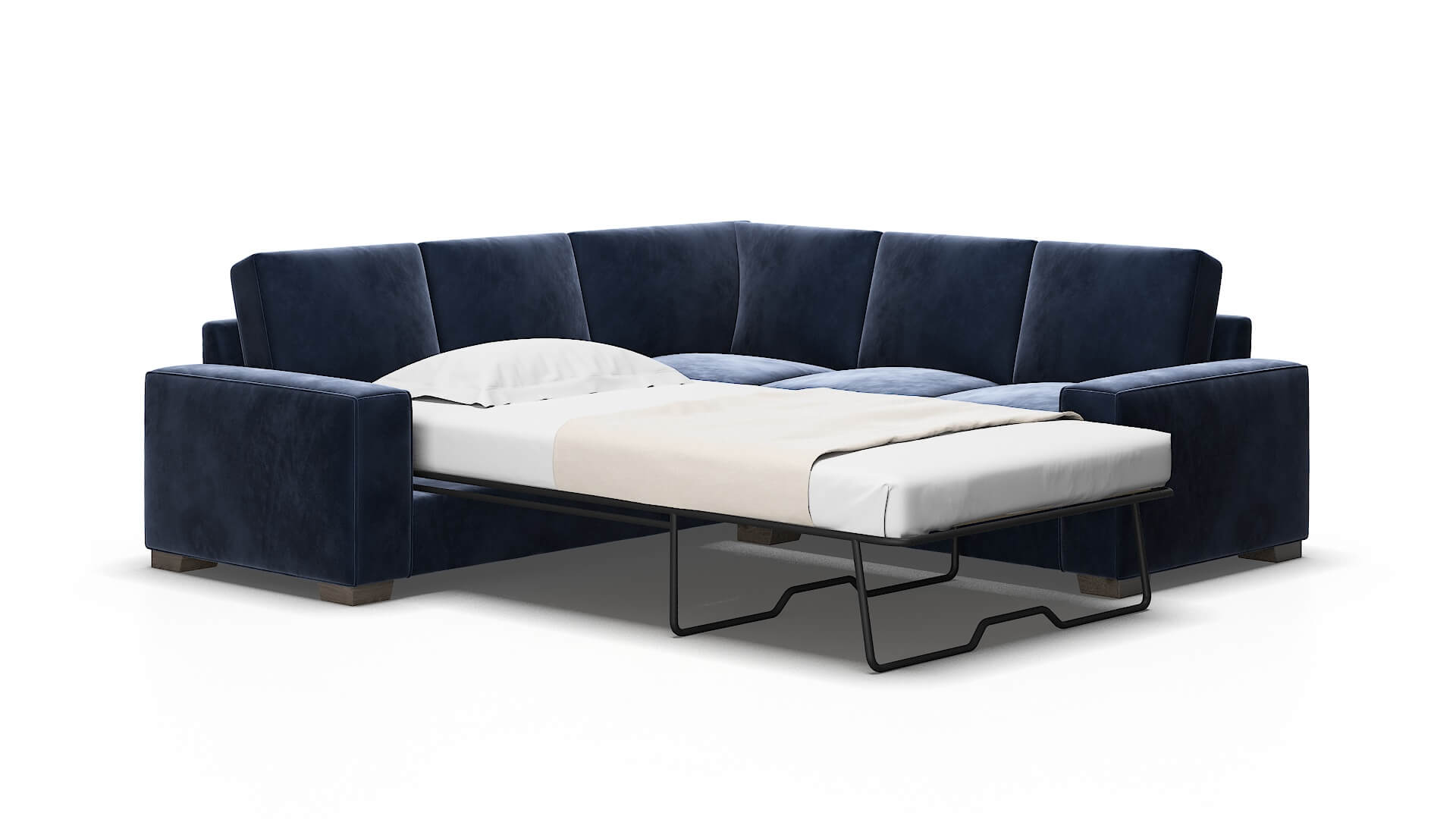 Monaco Royale cobalt Sectional sleeper Espresso Legs  2
