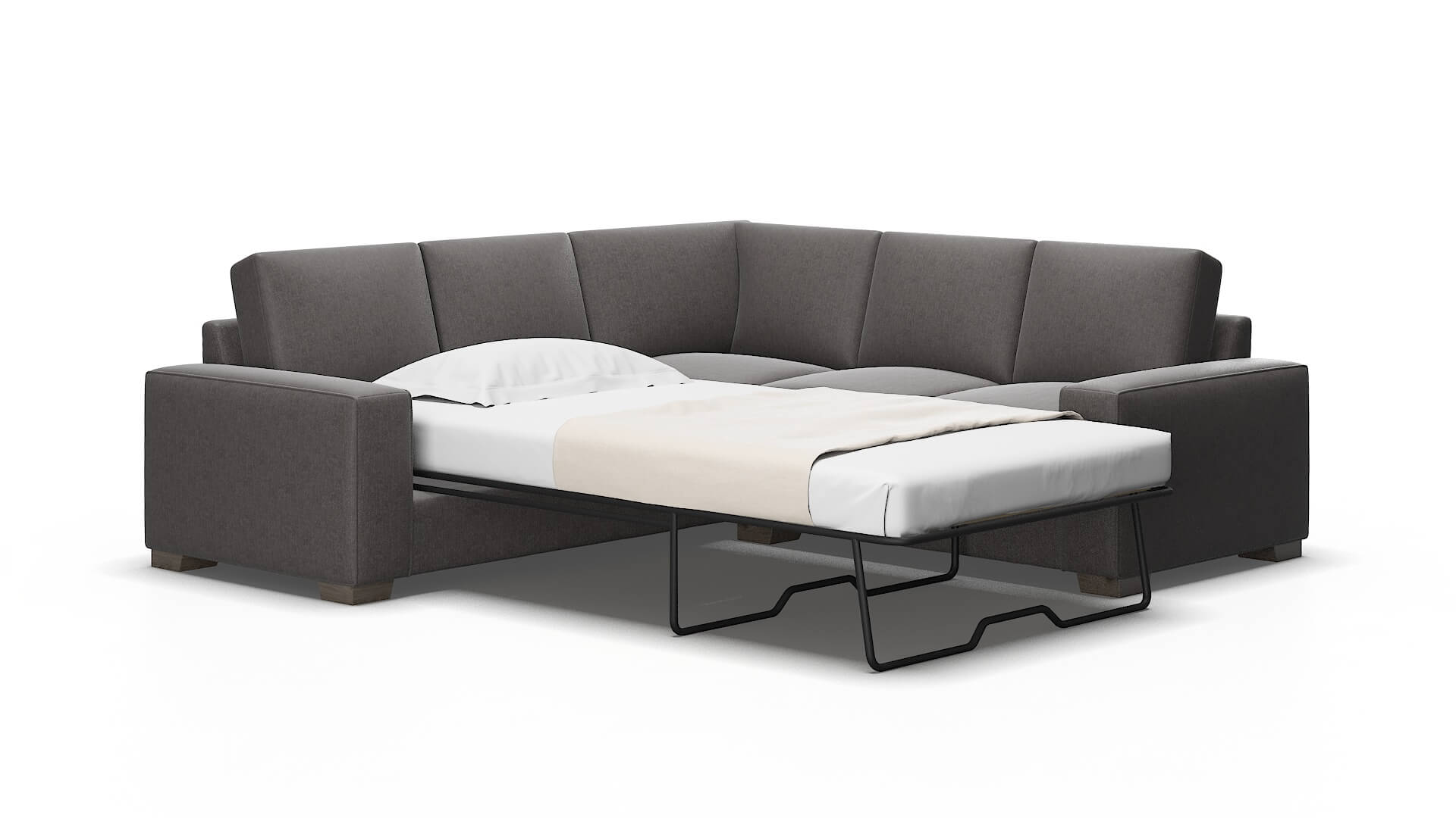 Monaco Sasha Grey Sectional Sleeper Espresso legs 2