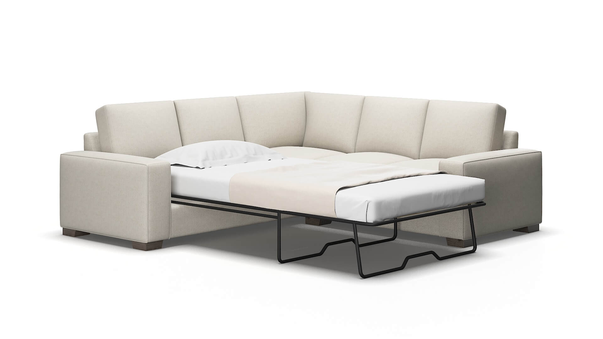 Monaco Sasha Linen Sectional Sleeper espresso legs 2