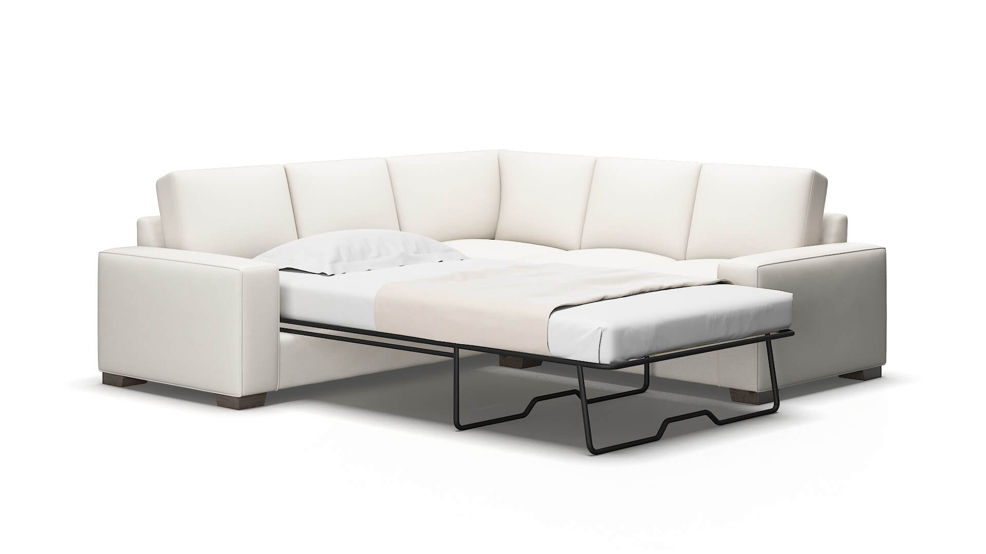 Monaco Venice Eggshell Sectional Sleeper Espresso legs 2