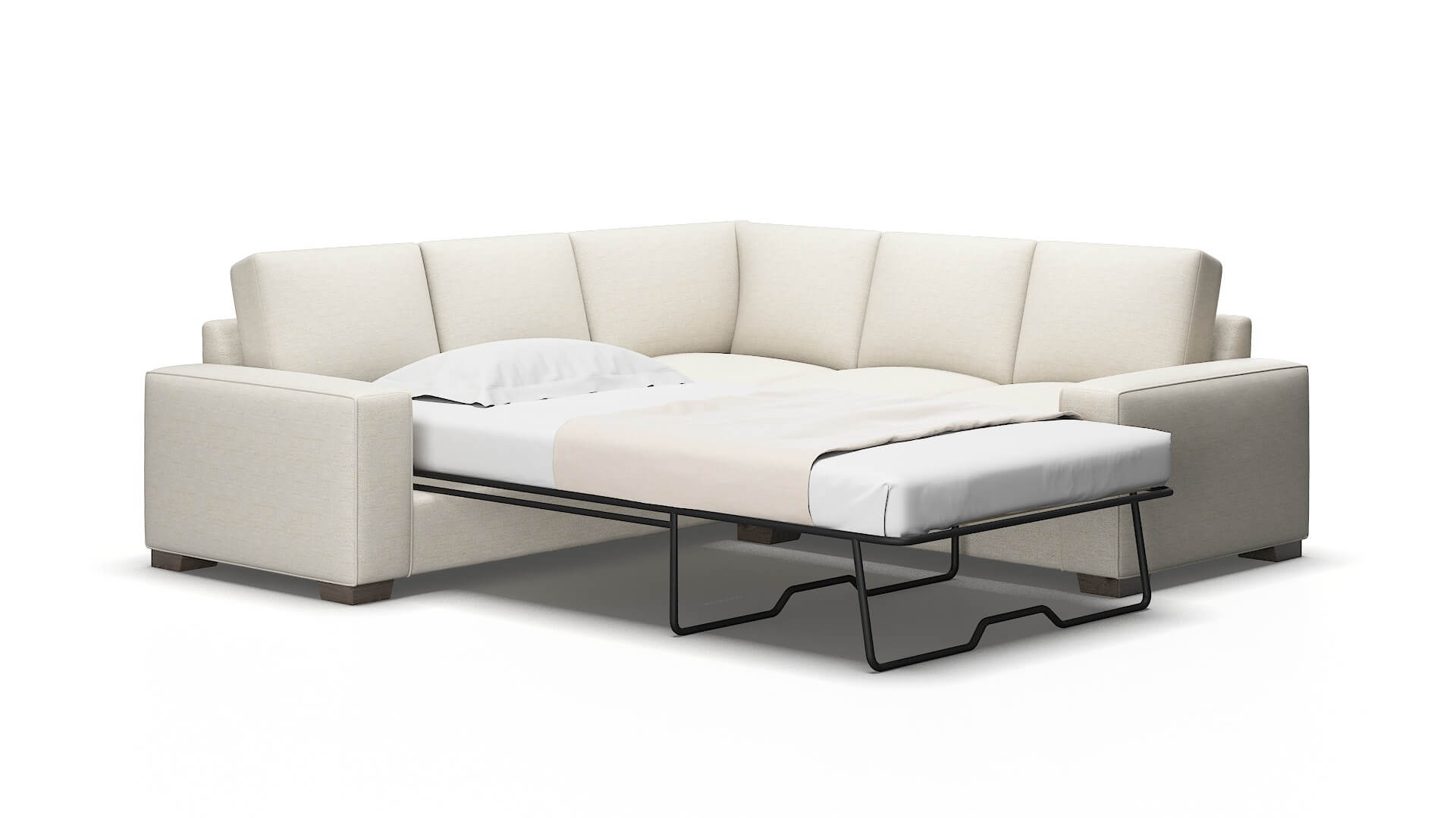 Monaco Venus Cream Sectional Sleeper Espresso legs 2