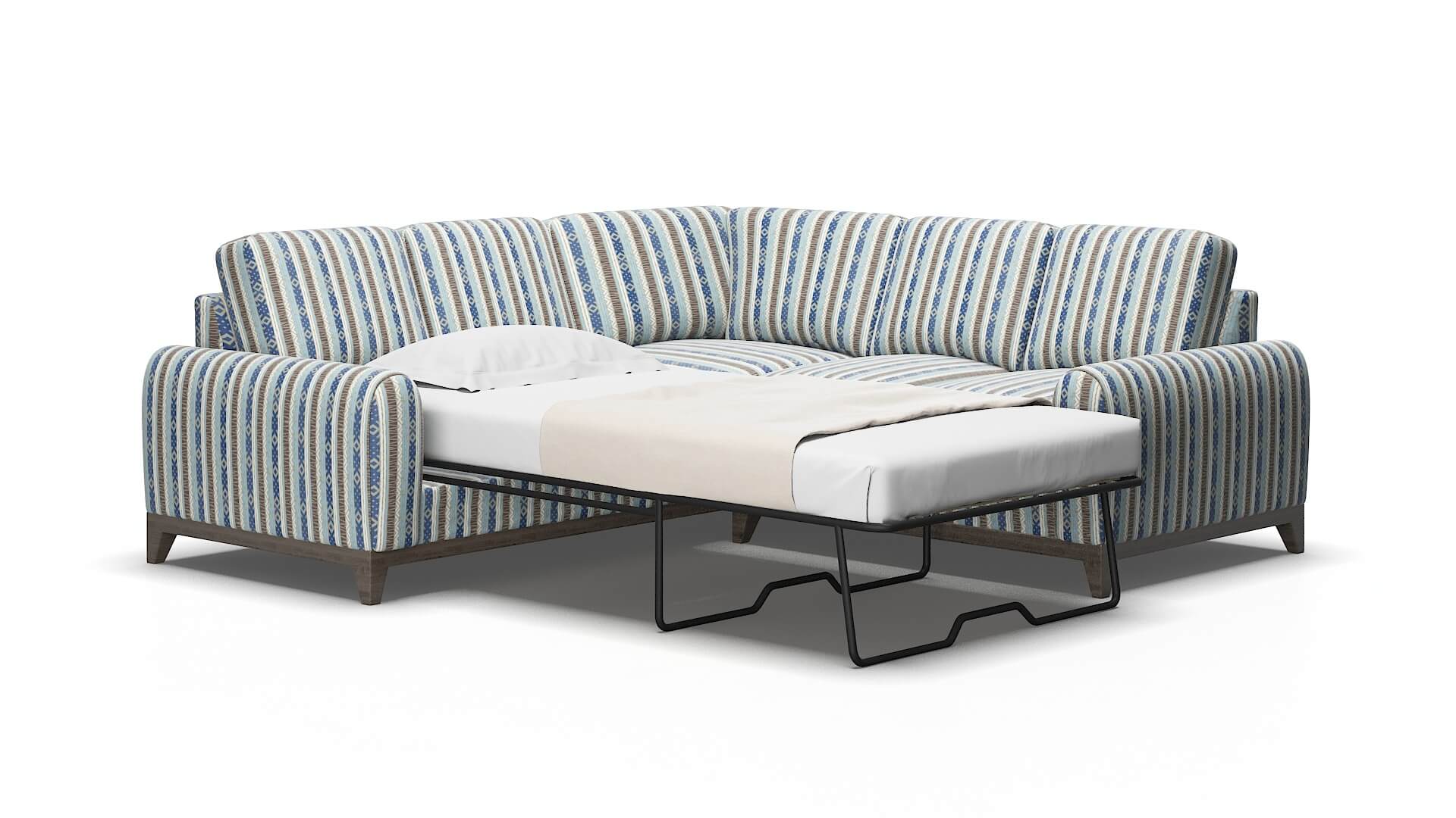 Mykonos Bodhi Indigo Sectional Sleeper Espresso legs 2