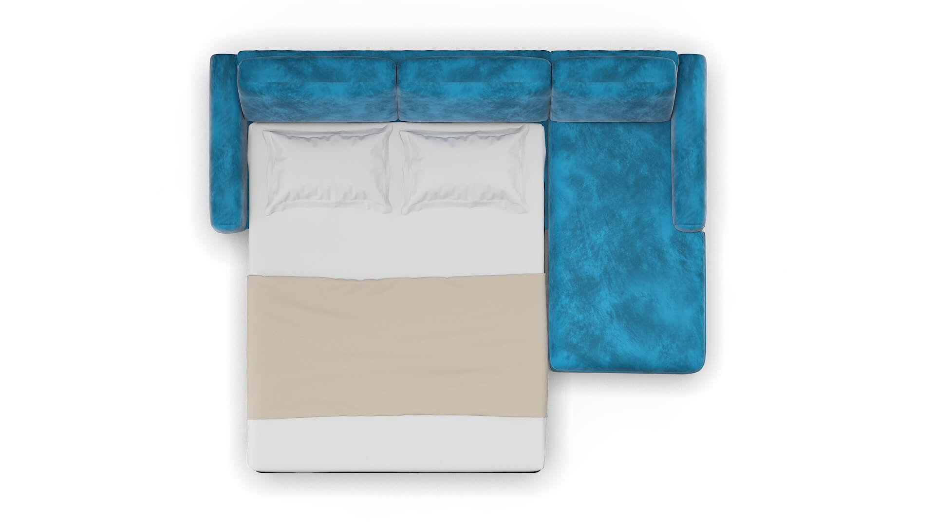 Mykonos Buzz Teal Panel Sleeper Espresso legs 3