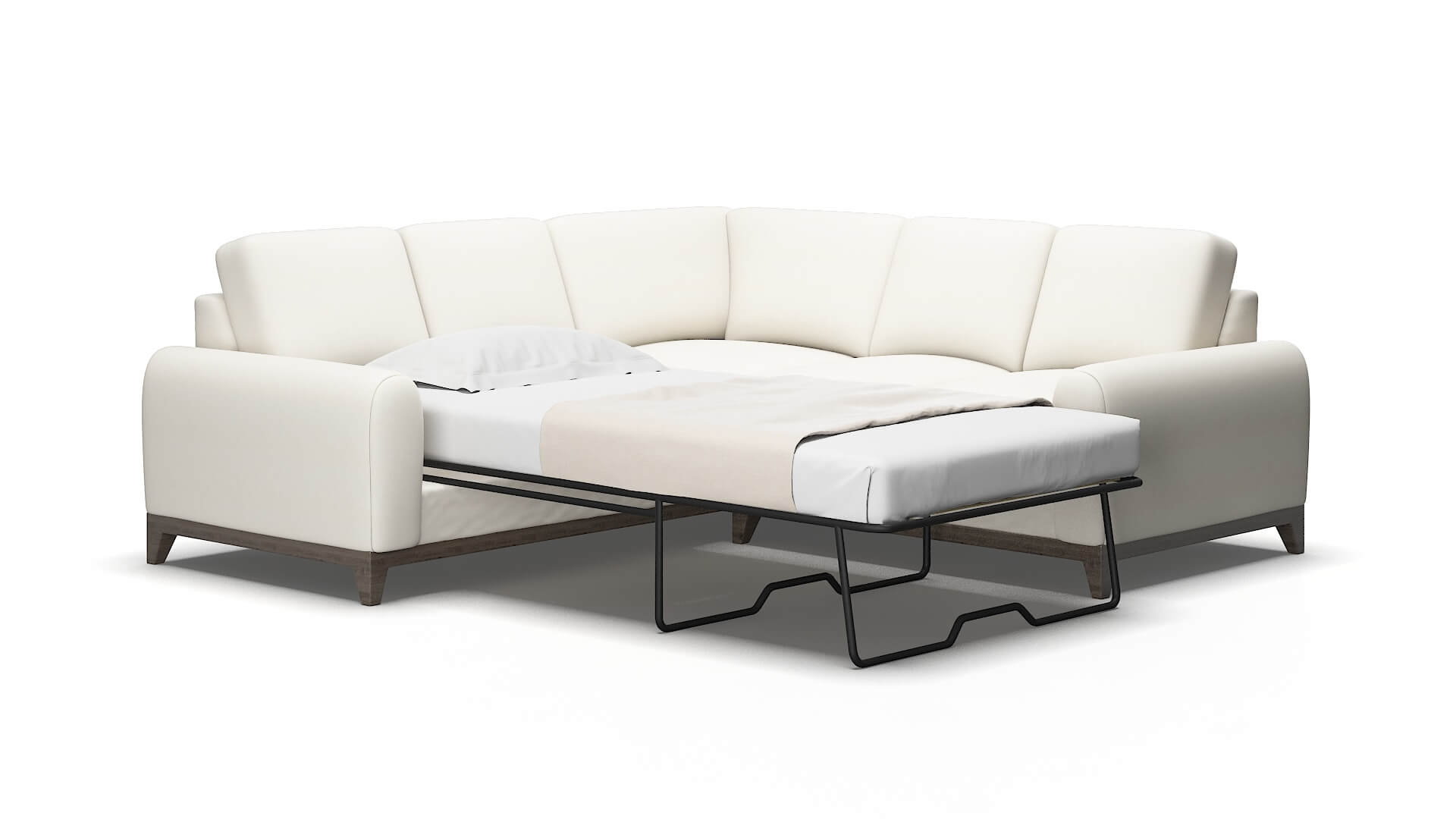 Mykonos Cosmo ivory Sectional sleeper Espresso Legs  2