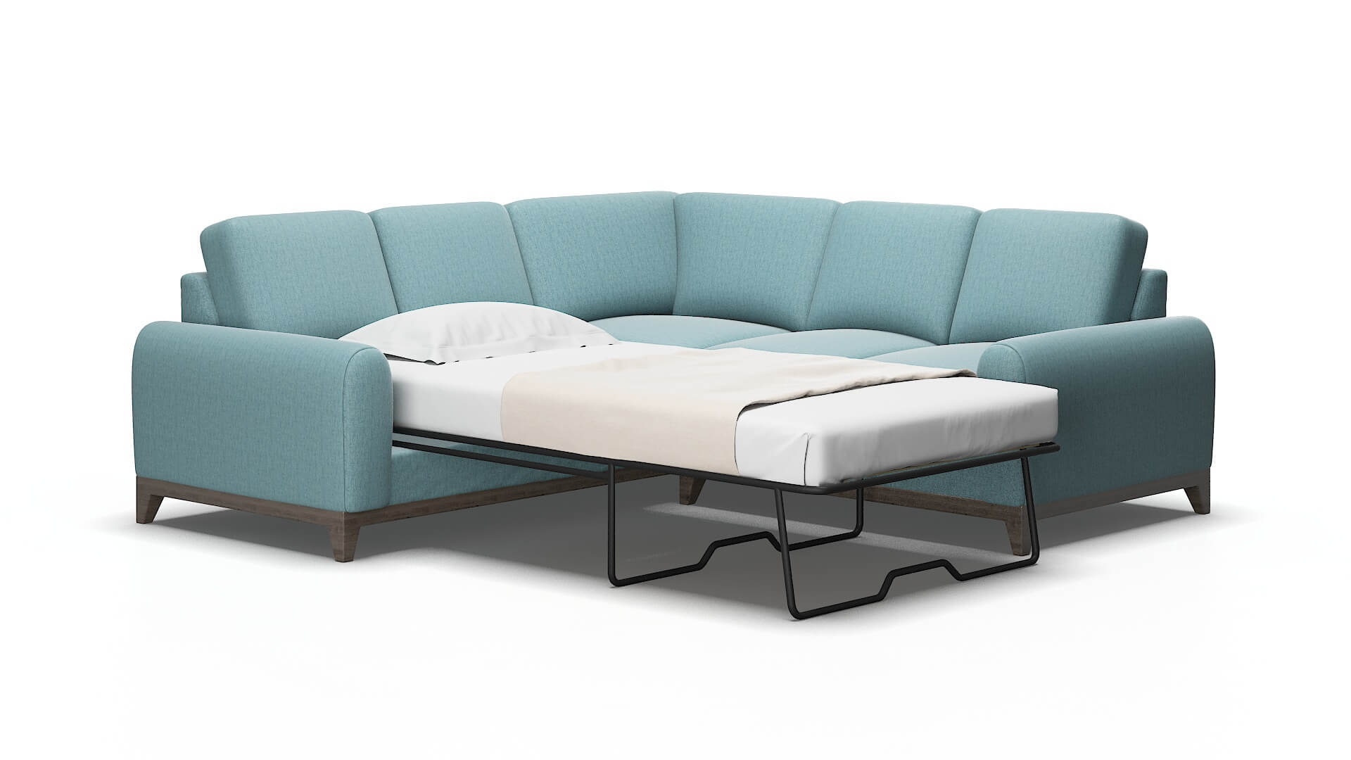 Mykonos Insight peacock Sectional sleeper Espresso Legs  2