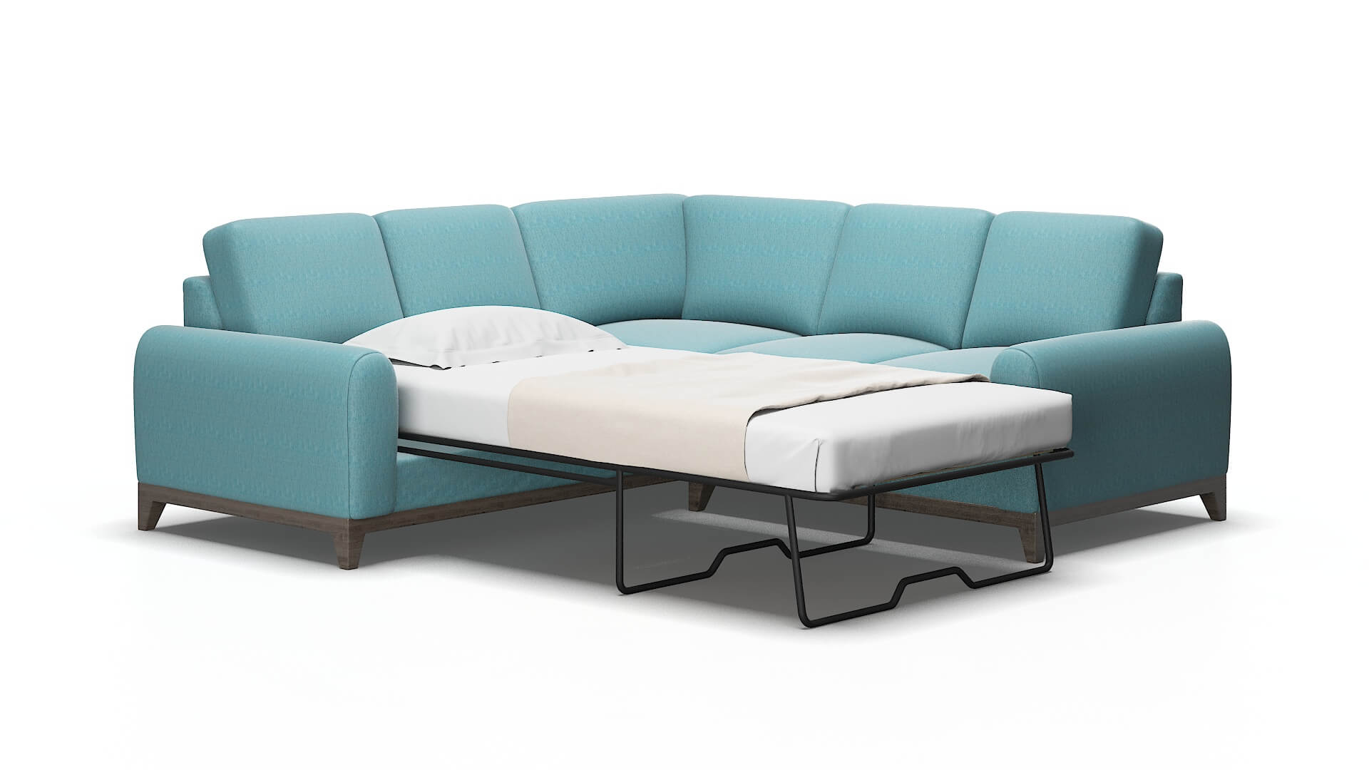 Mykonos Lana Peacock Sectional Sleeper Espresso legs 2