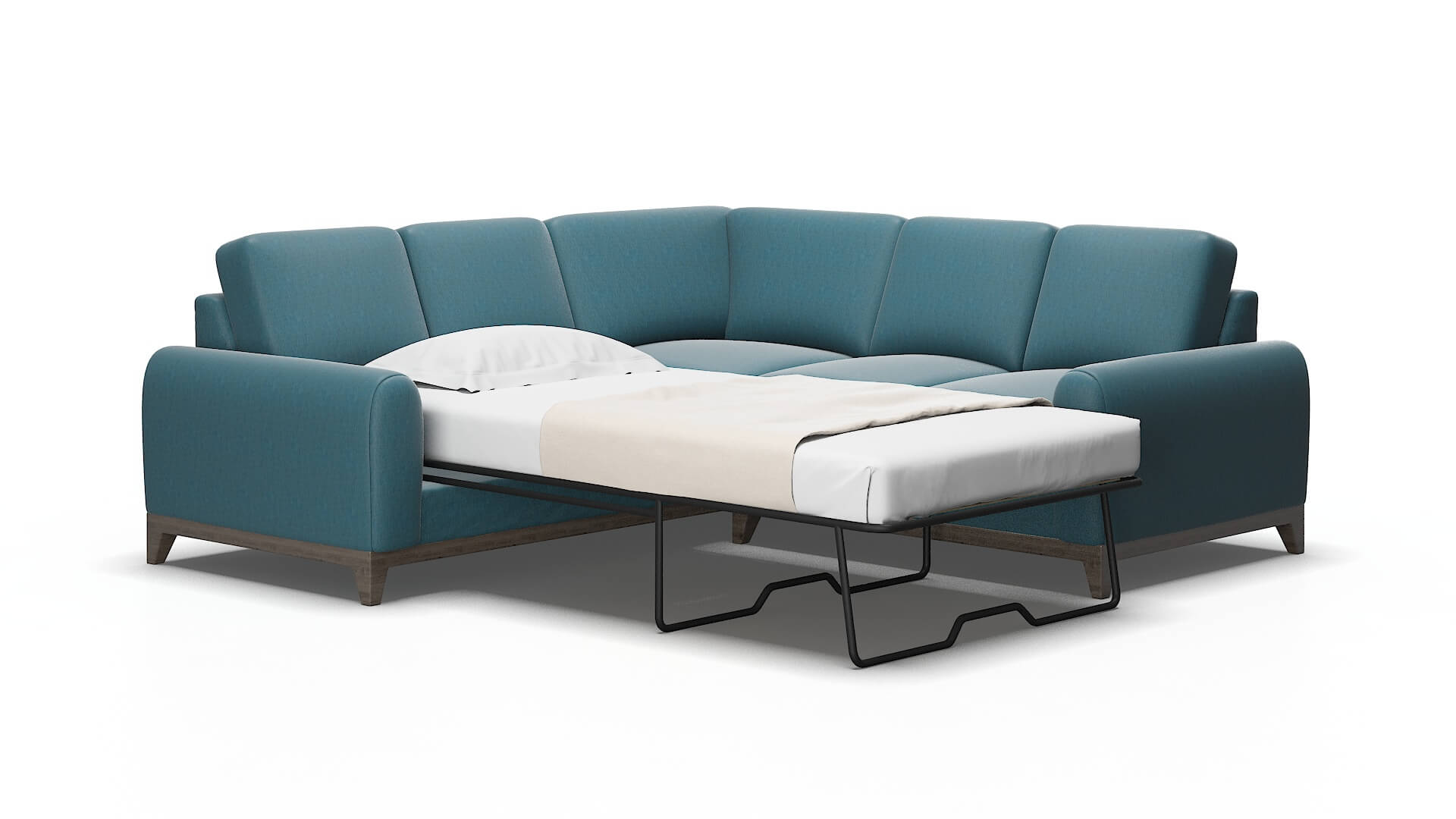 Mykonos Merit Peacock Sectional Sleeper Espresso legs 2
