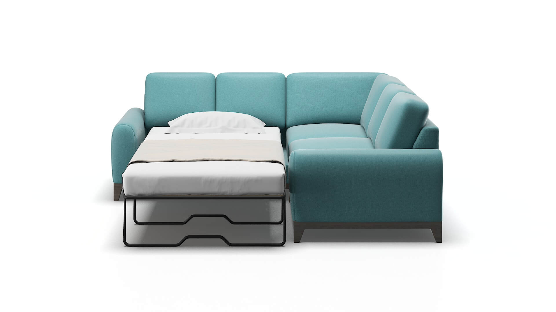 Mykonos Parker Turquoise Sectional Sleeper Espresso legs 1