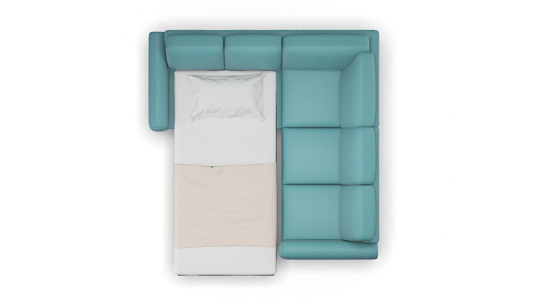 Mykonos Parker Turquoise Sectional Sleeper Espresso legs 3