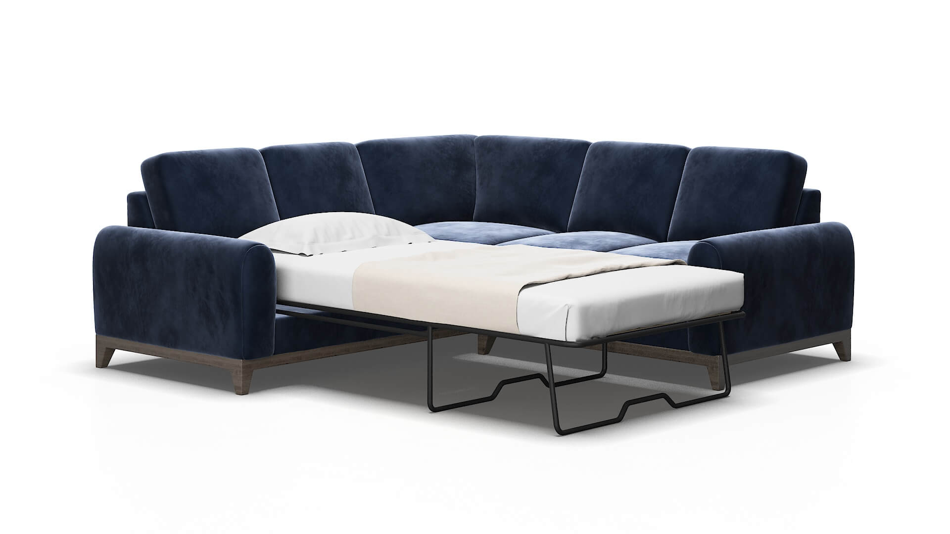 Mykonos Royale cobalt Sectional sleeper Espresso Legs  2