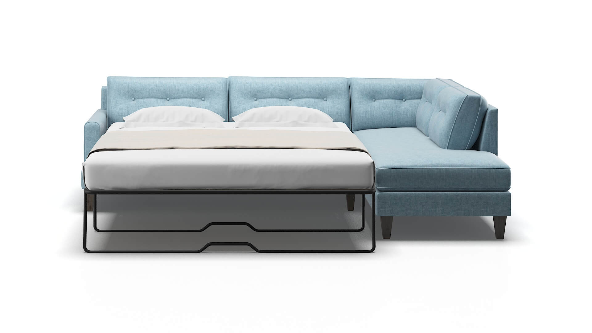 Naples Atlas Turquoise Panel Sleeper Espresso legs 1