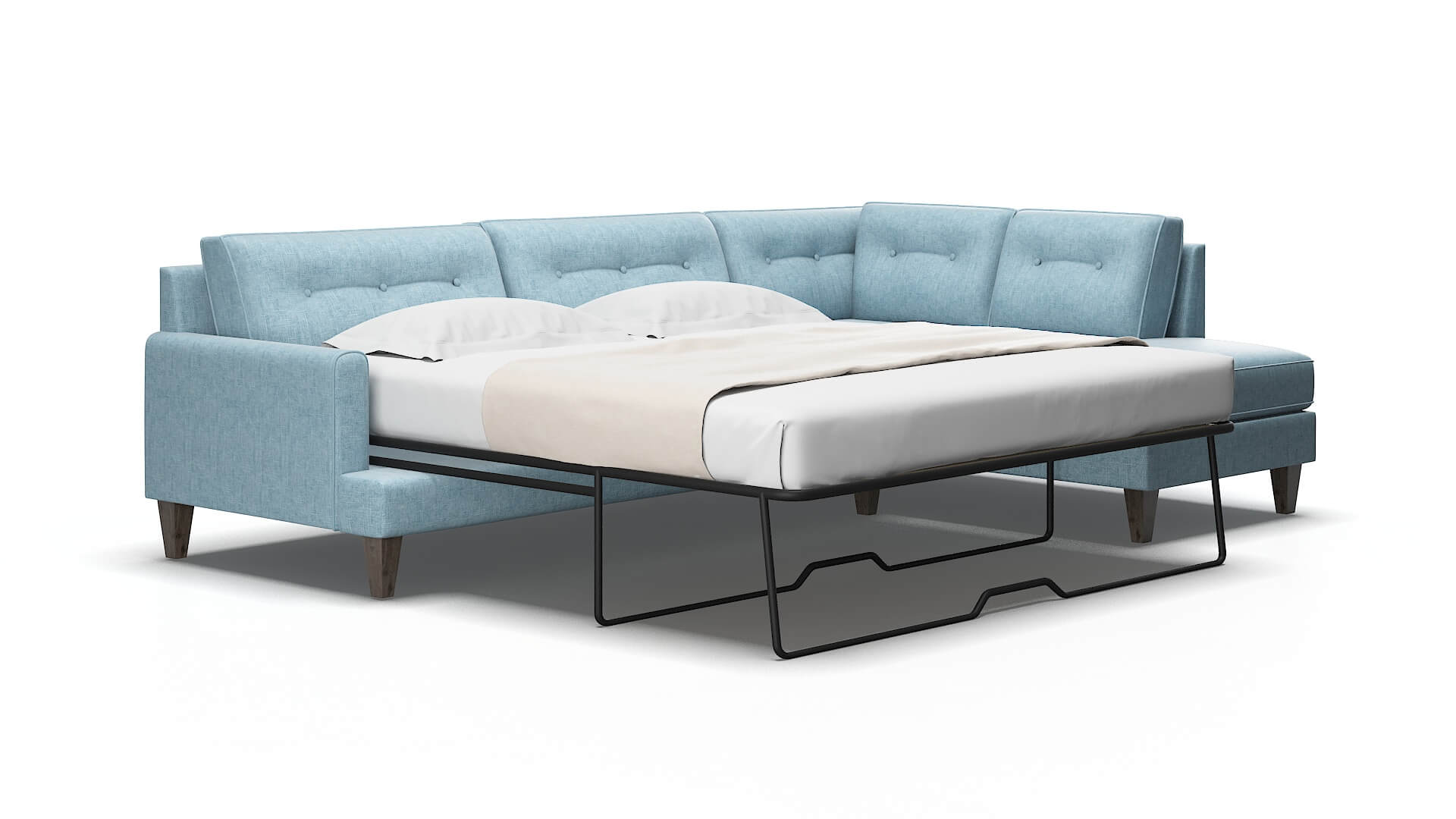 Naples Atlas Turquoise Panel Sleeper Espresso legs 2