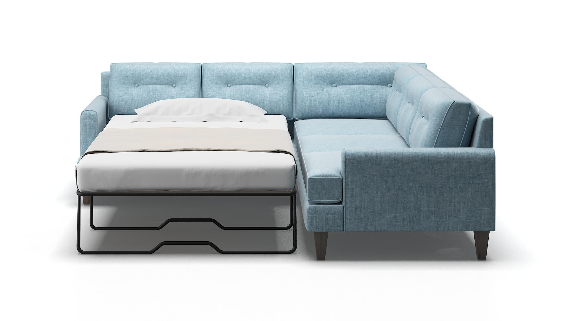 Naples Atlas Turquoise Sectional Sleeper Espresso legs 1