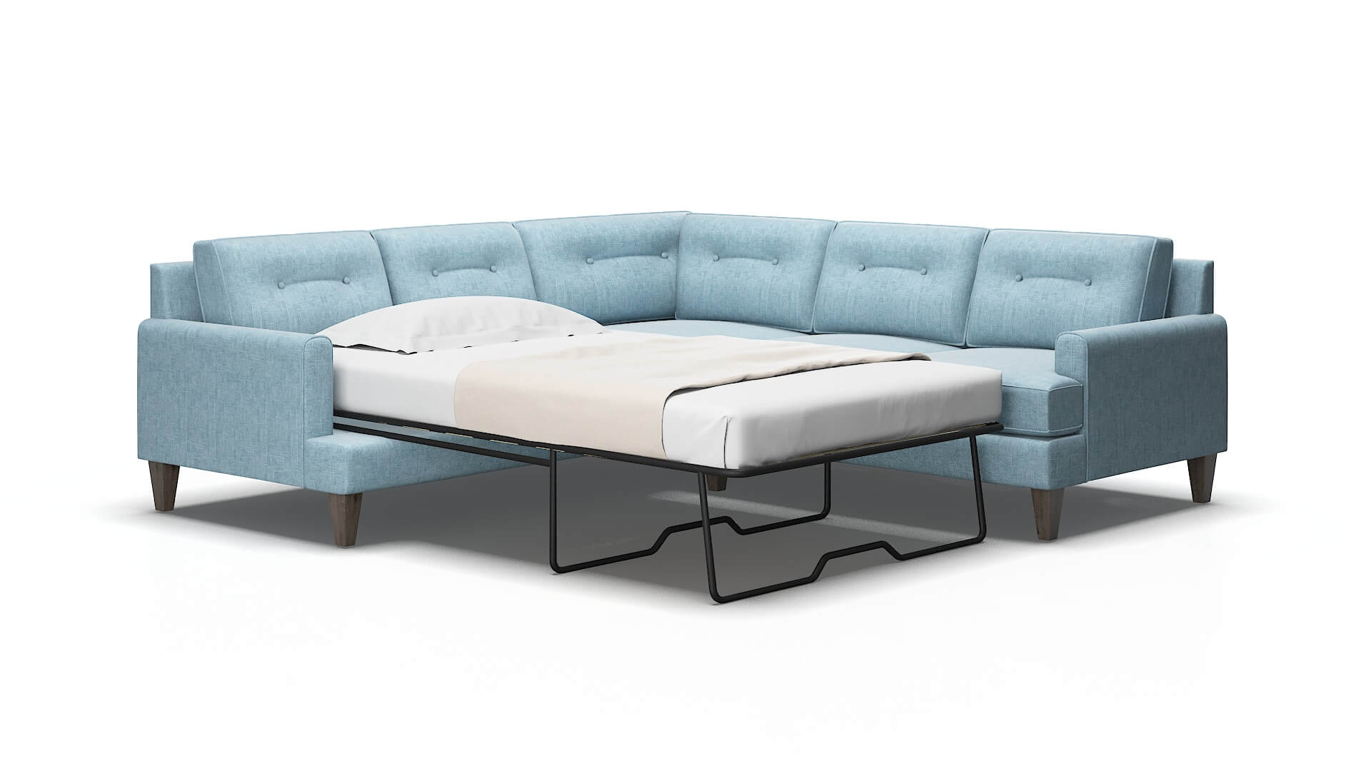 Naples Atlas Turquoise Sectional Sleeper Espresso legs 2