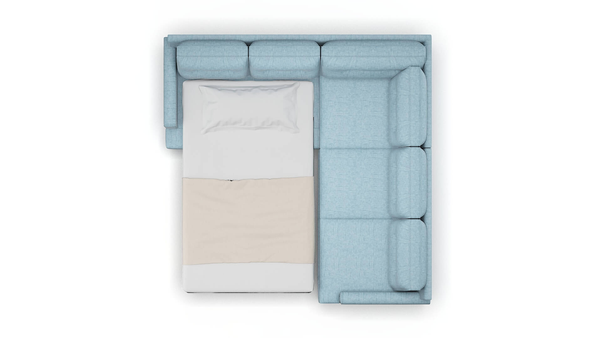 Naples Atlas Turquoise Sectional Sleeper Espresso legs 3