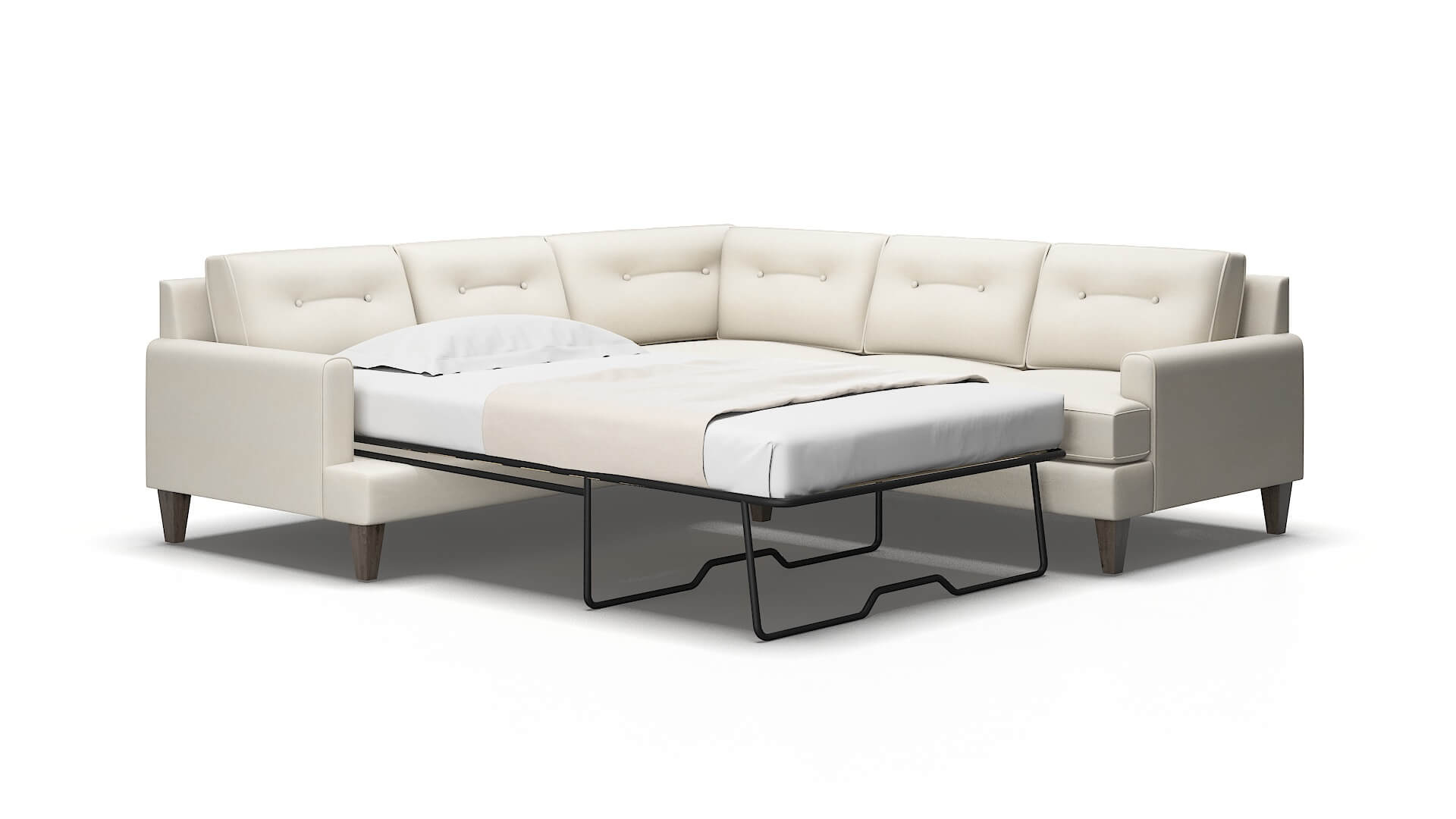 Naples Bungalow Ivory Sectional Sleeper espresso legs 2