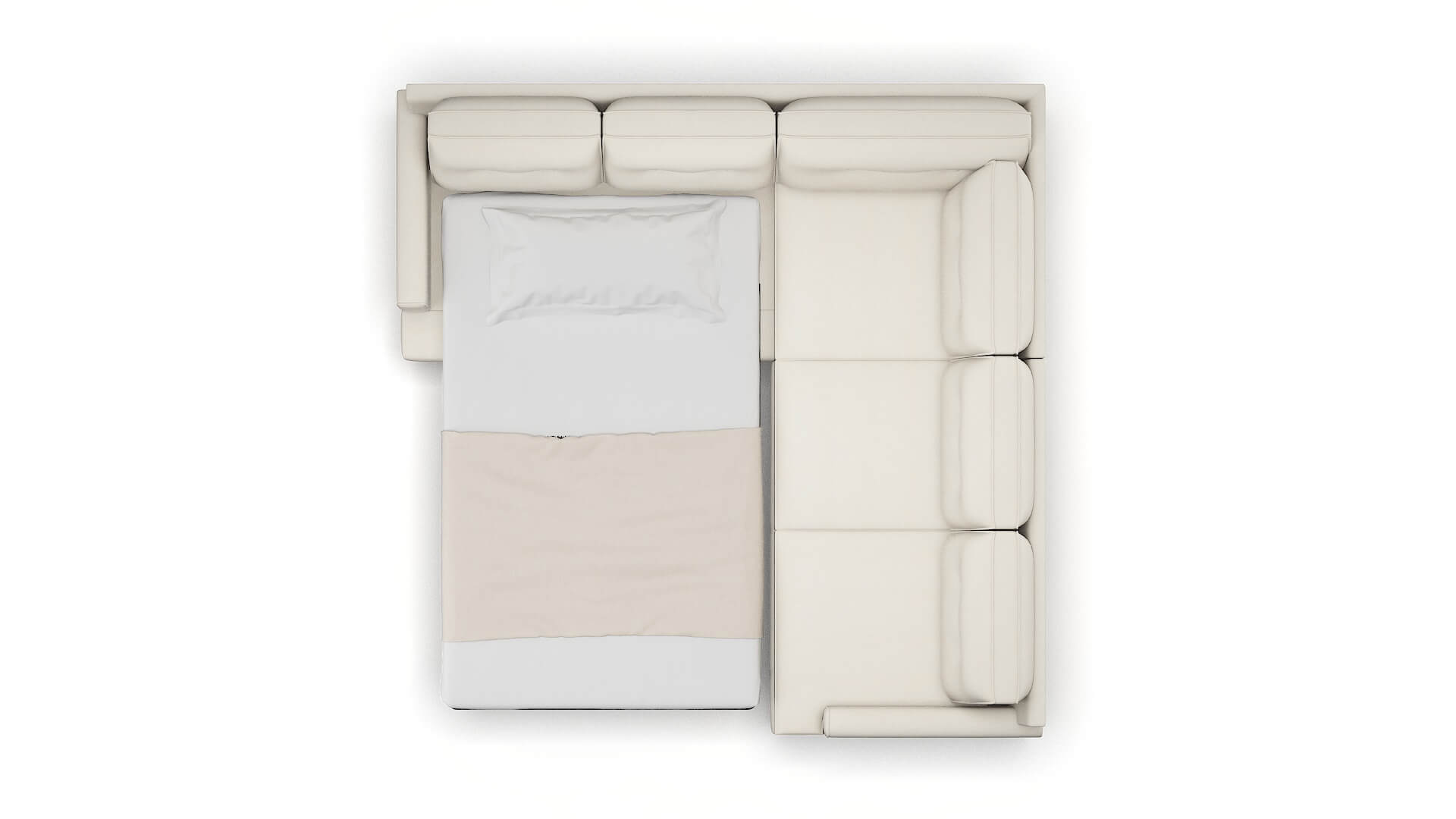 Naples Bungalow Ivory Sectional Sleeper Espresso legs 3