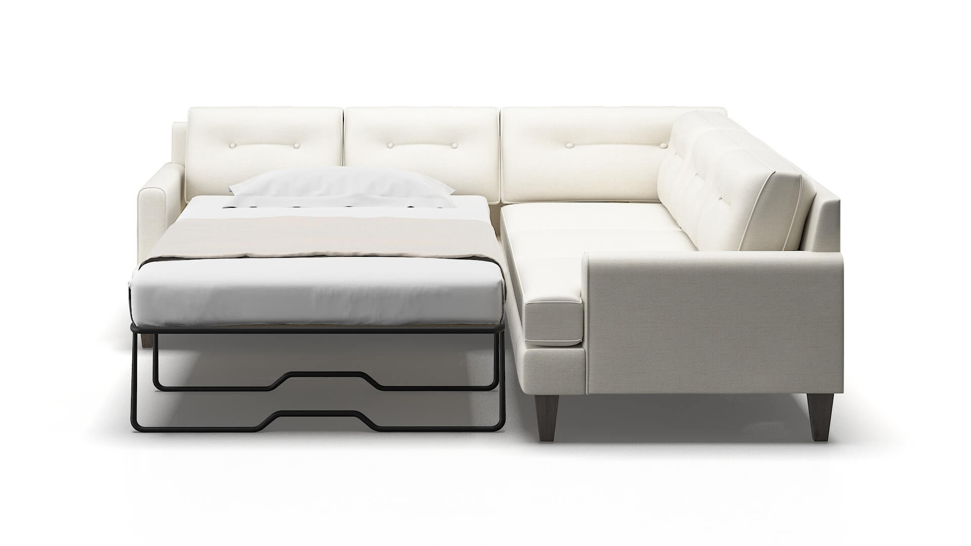 Naples Catalina Ivory Sectional Sleeper Espresso legs 1