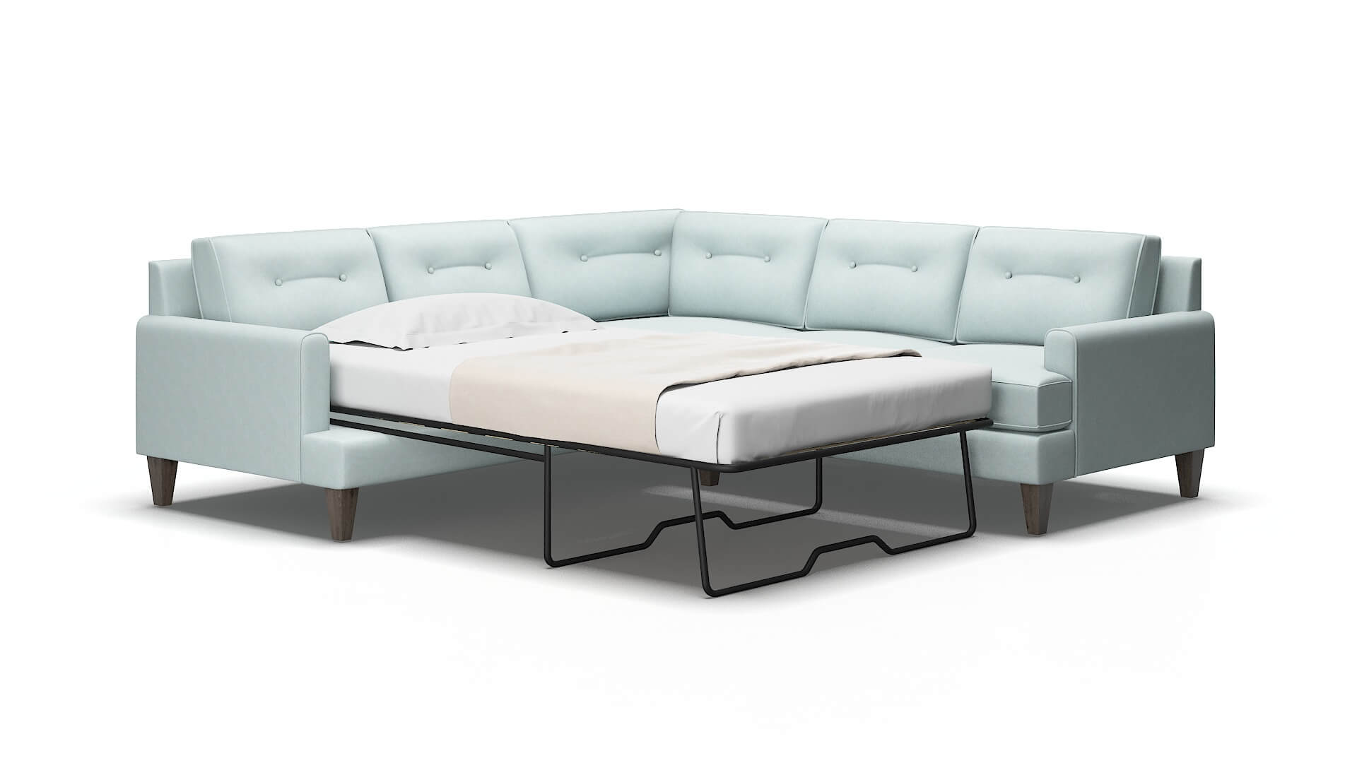Naples Clyde cornflower Sectional sleeper Espresso Legs  2