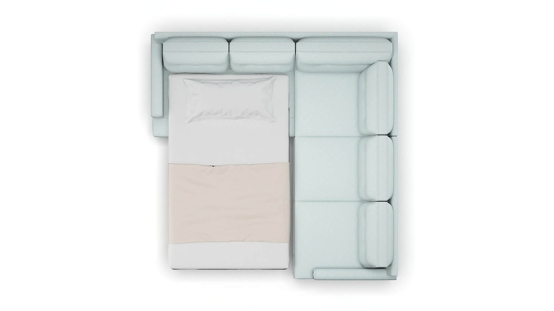 Naples Clyde Cornflower Sectional Sleeper Espresso legs 3