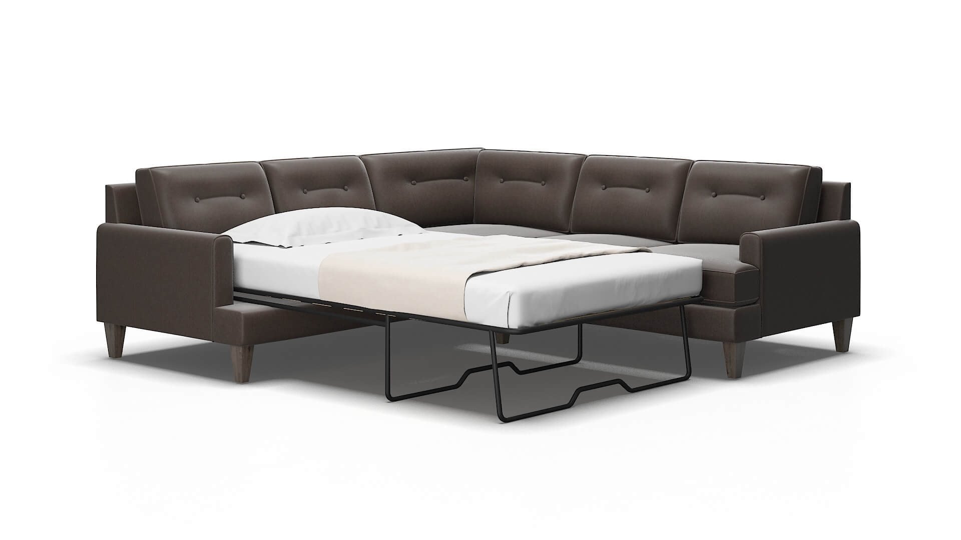 Naples Cosmo Chocolate Sectional Sleeper Espresso legs 2