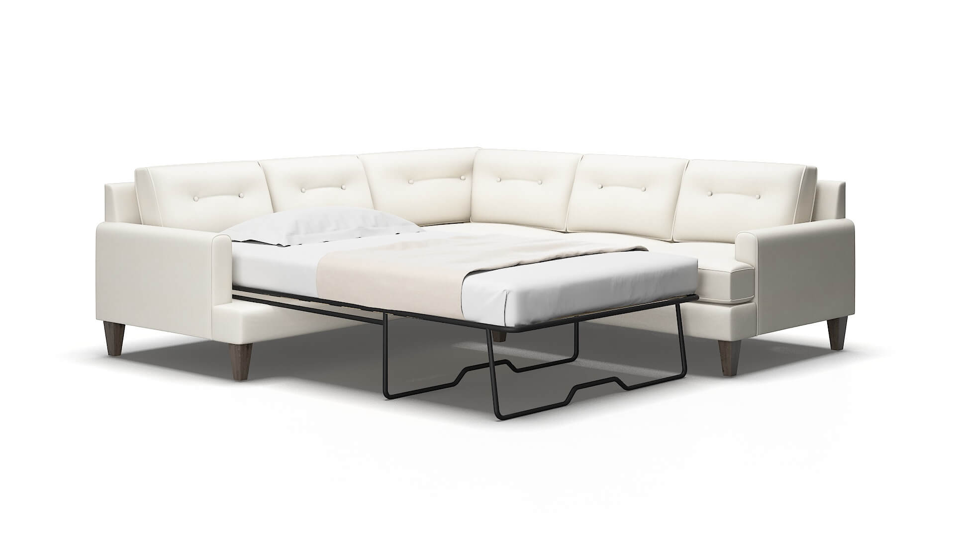 Naples Cosmo Ivory Sectional Sleeper Espresso legs 2