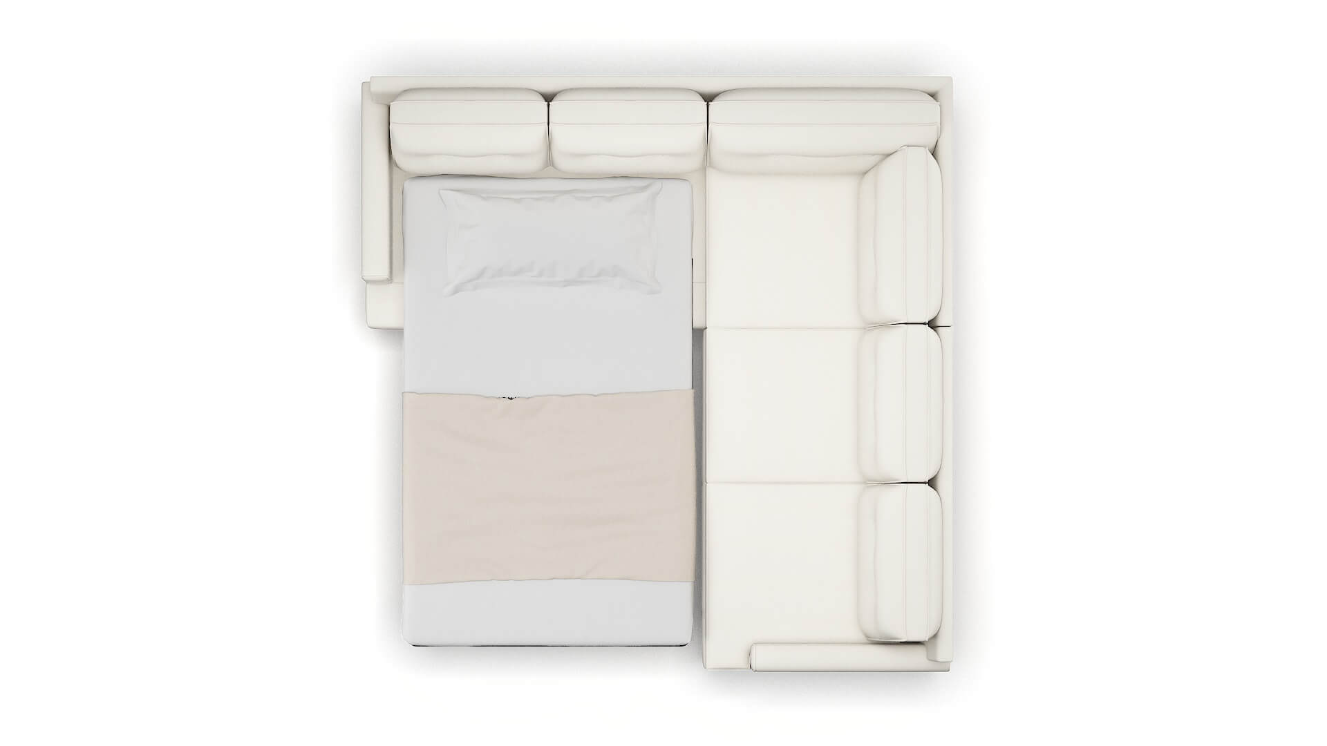 Naples Cosmo Ivory Sectional Sleeper Espresso legs 3