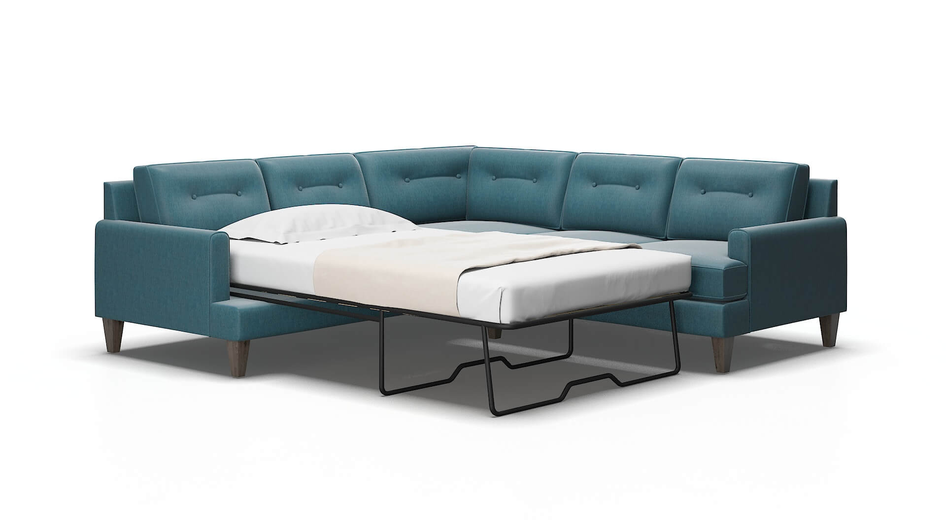 Naples Cosmo teal Sectional sleeper Espresso Legs  2