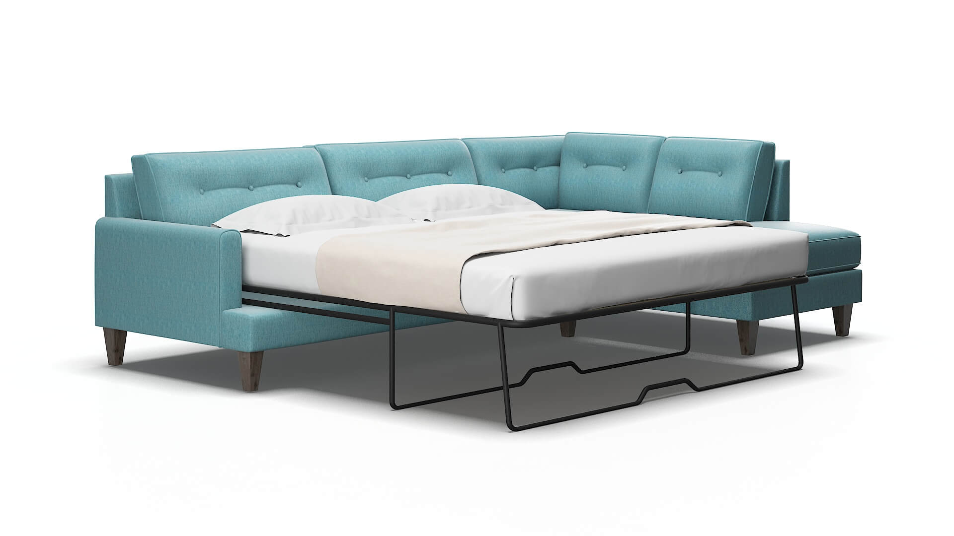 Naples Cosmo turquoise Panel sleeper Espresso Legs  2