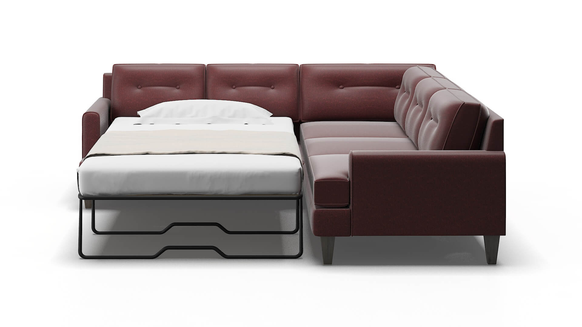 Naples Derby Berry Sectional Sleeper Espresso legs 1