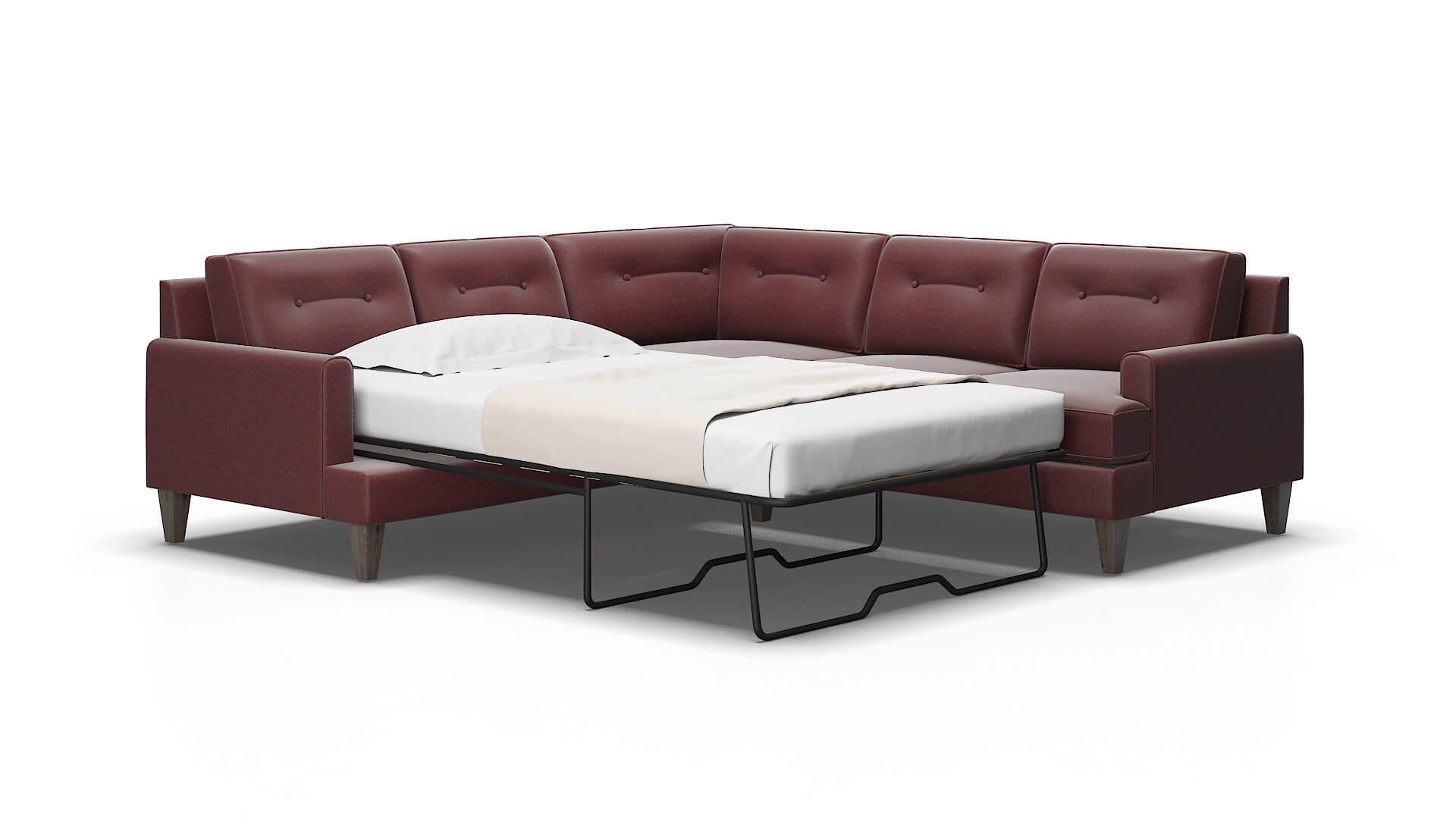 Naples Derby berry Sectional sleeper Espresso Legs  2