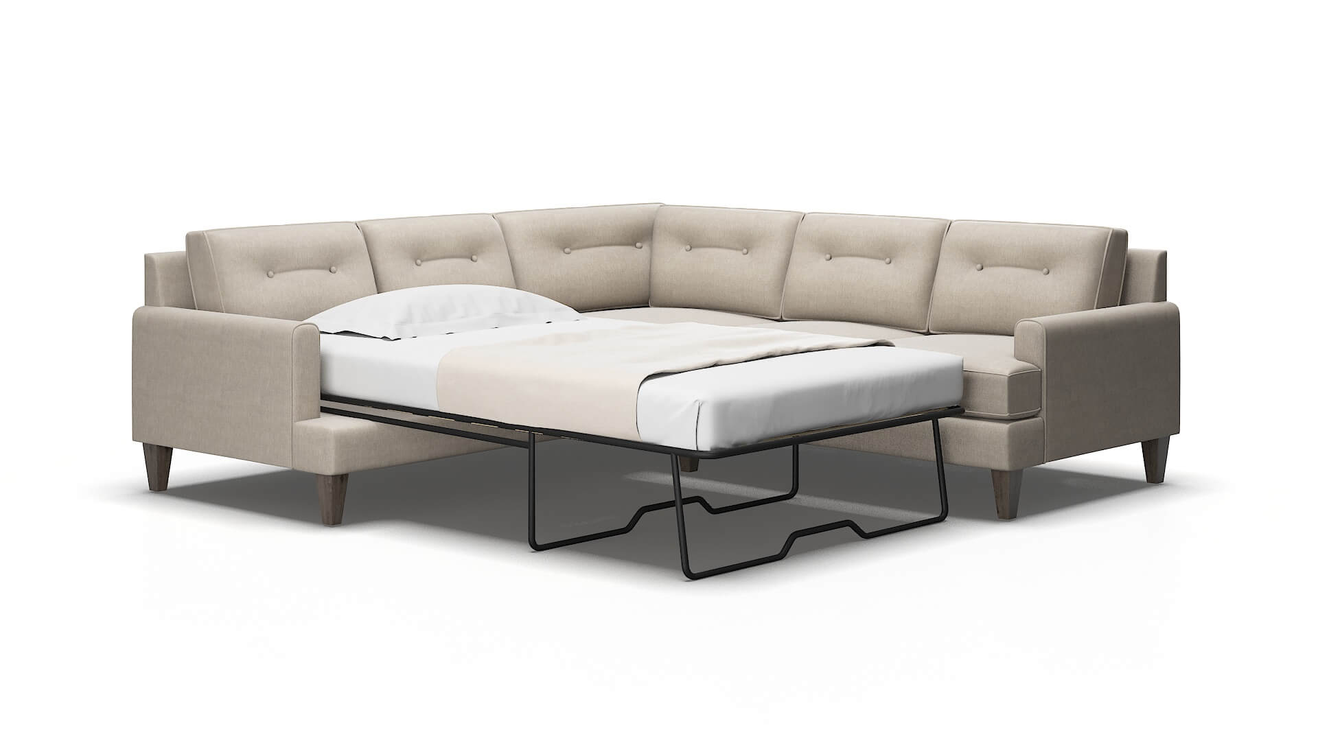 Naples Derby Linen Sectional Sleeper Espresso legs 2