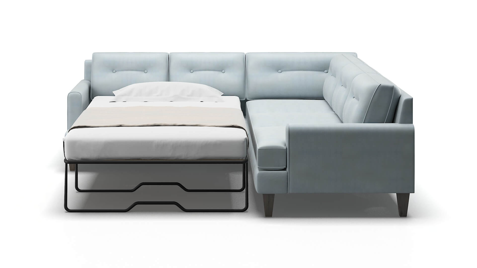 Naples Hathaway Aqua Sectional Sleeper Espresso legs 1