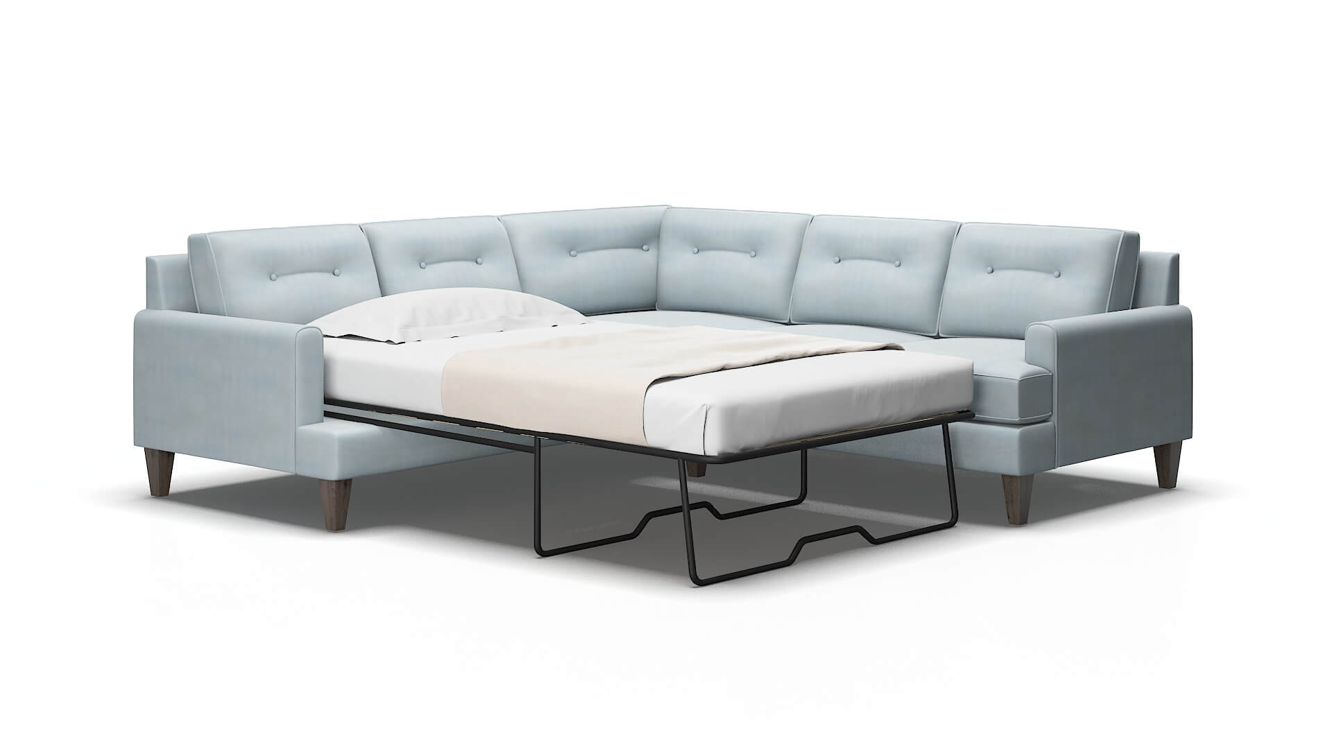 Naples Hathaway Aqua Sectional Sleeper Espresso legs 2