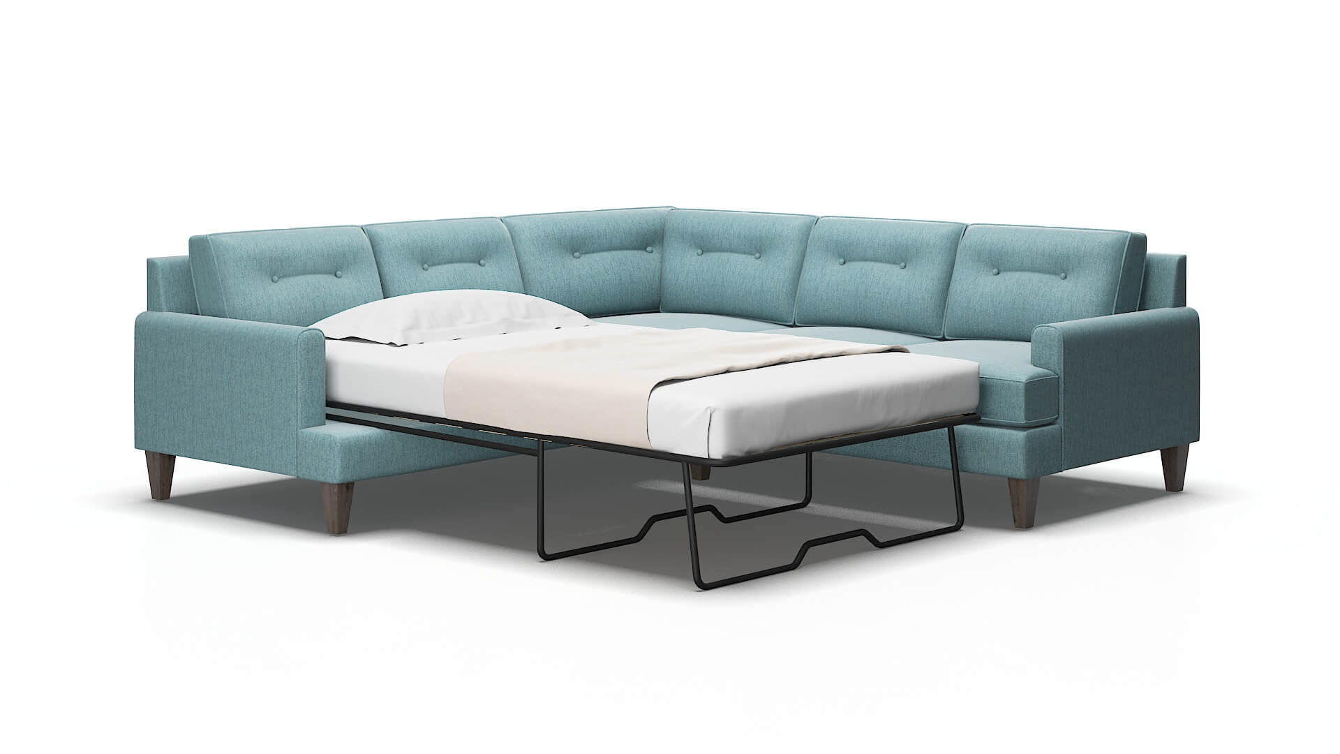 Naples Insight peacock Sectional sleeper Espresso Legs  2