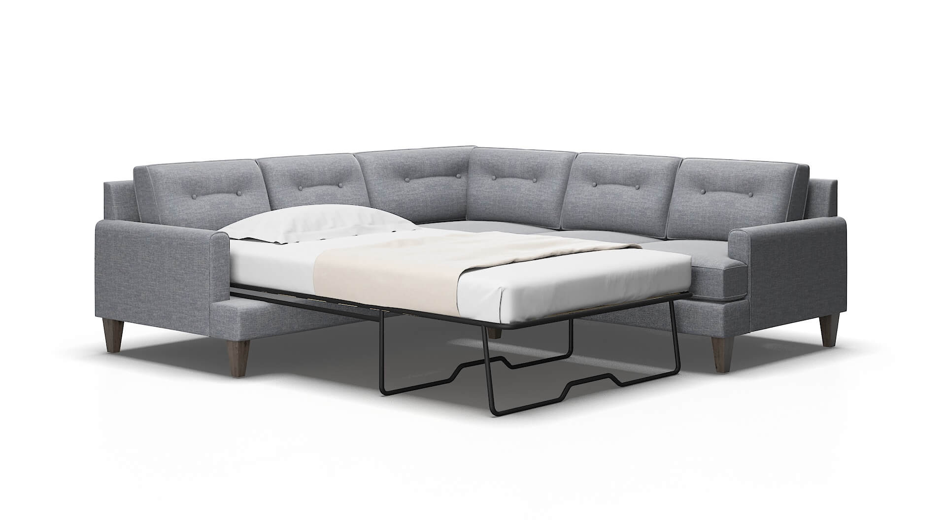 Naples Lana Ash Sectional Sleeper Espresso legs 2