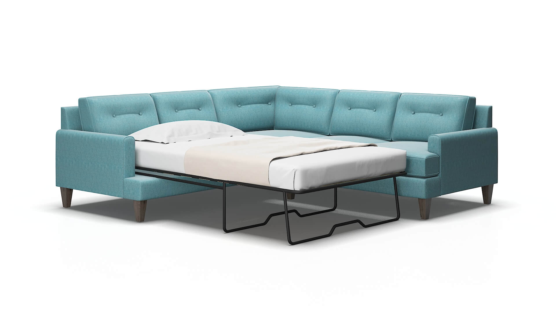Naples Lana peacock Sectional sleeper Espresso Legs  2