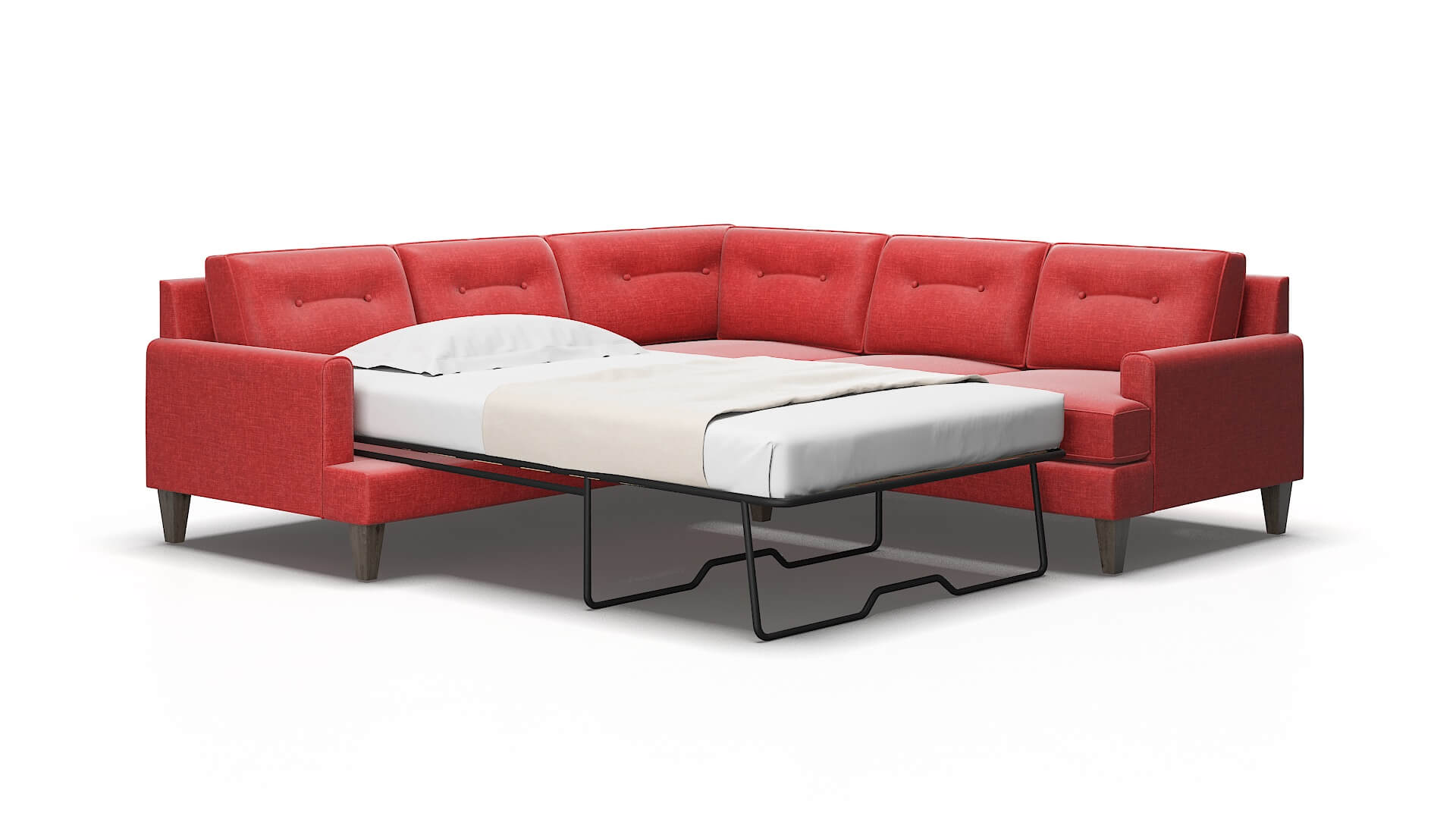 Naples Leslie Poppy Sectional Sleeper Espresso legs 2