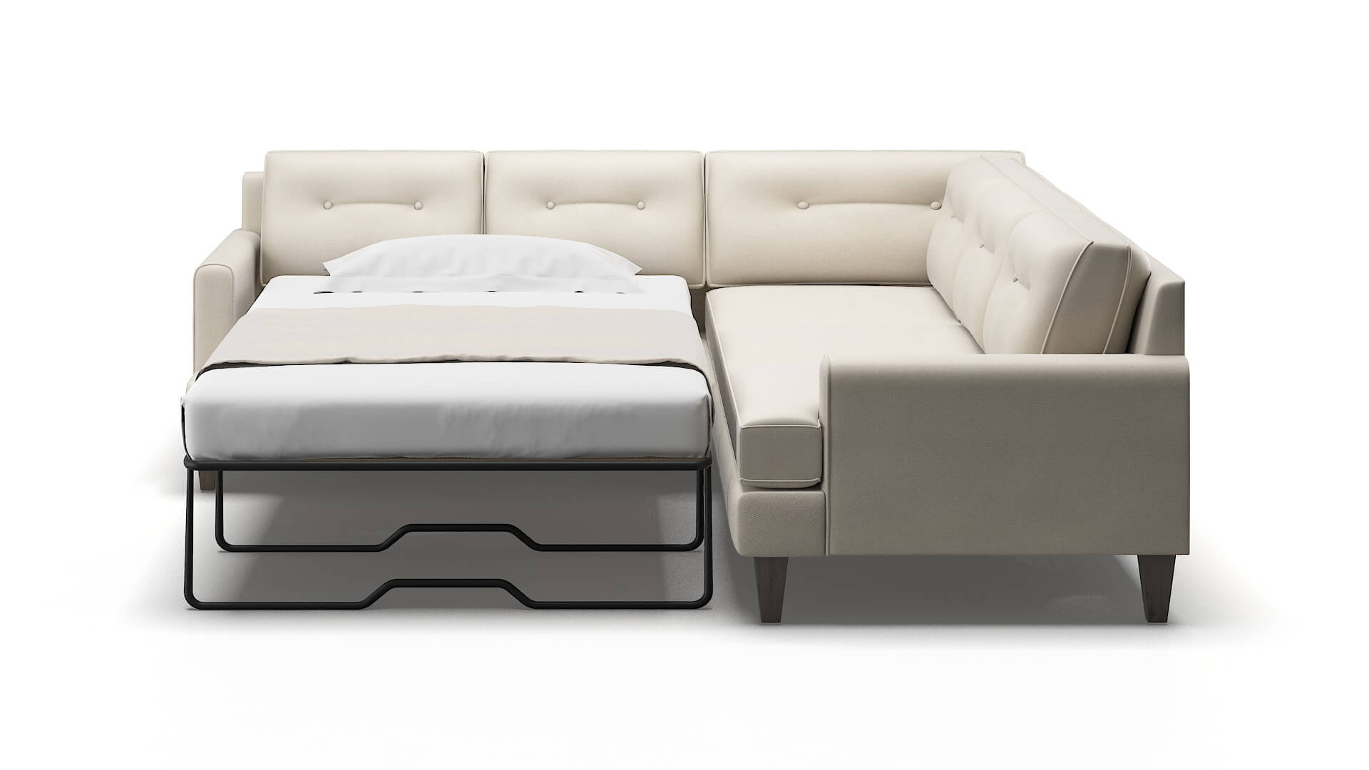 Naples Malibu Linen Sectional Sleeper Espresso legs 1