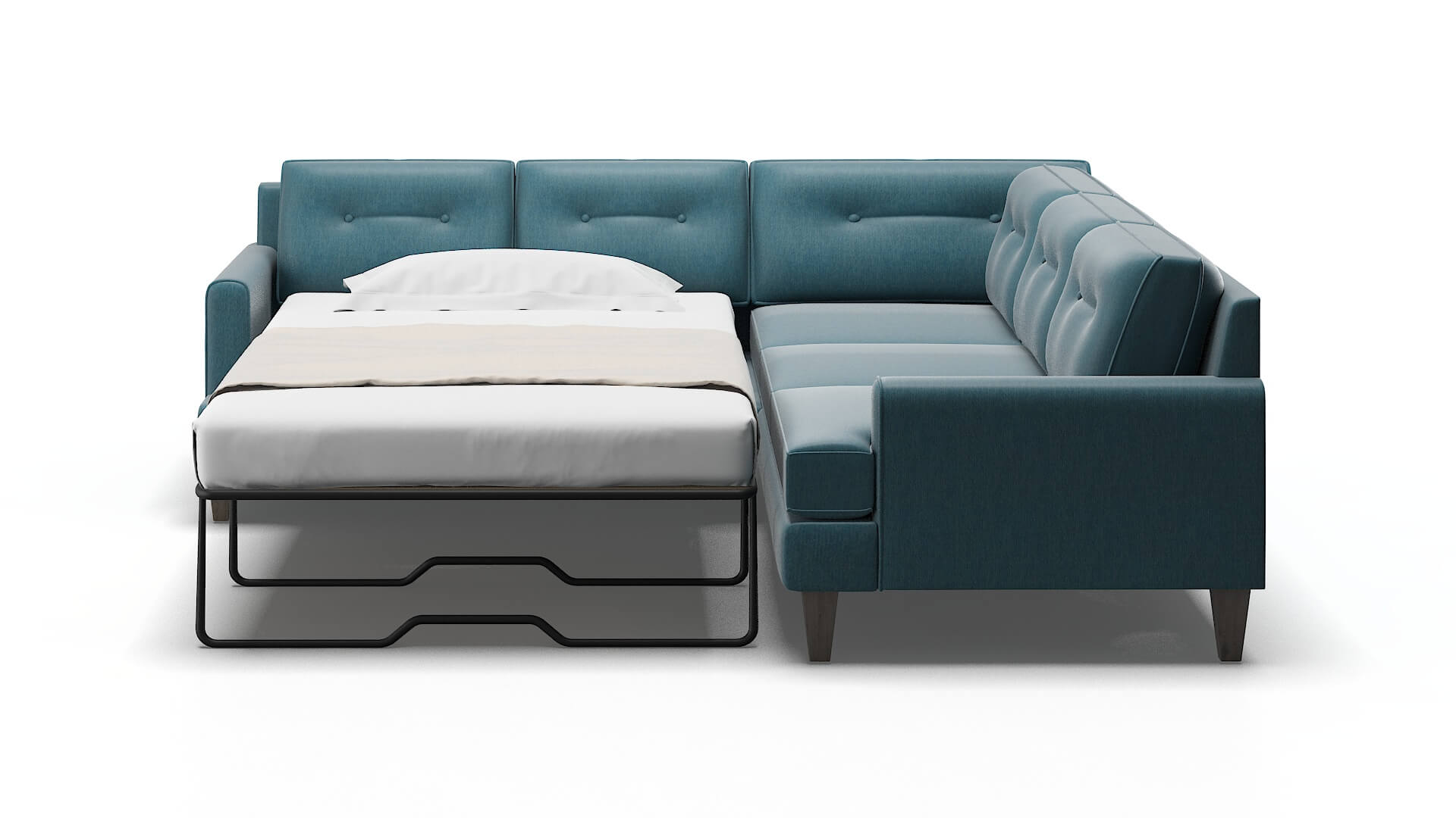 Naples Merit Peacock Sectional Sleeper Espresso legs 1